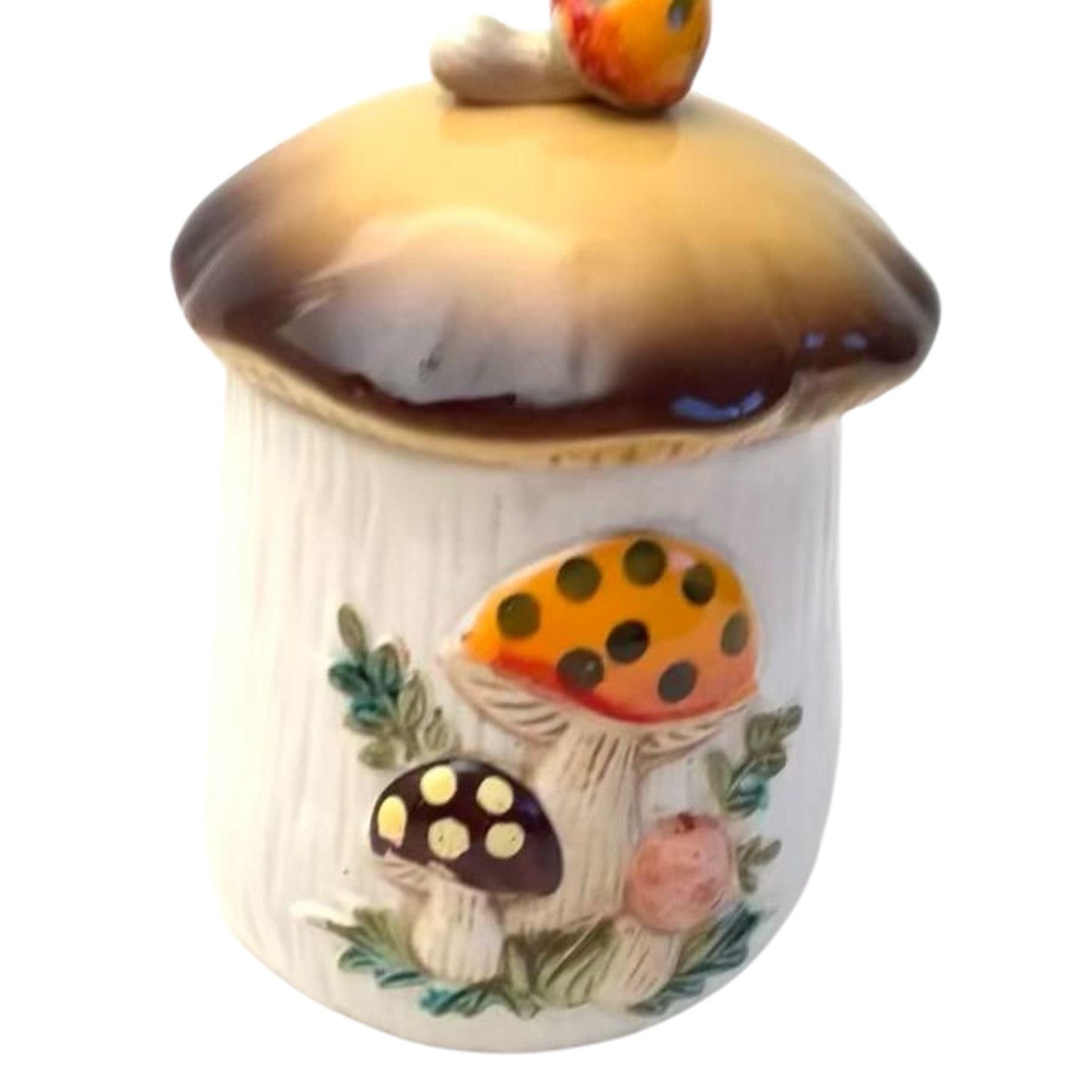 Mushroom Kitchen Canister Multi / Ceramic / Vintage 1970s