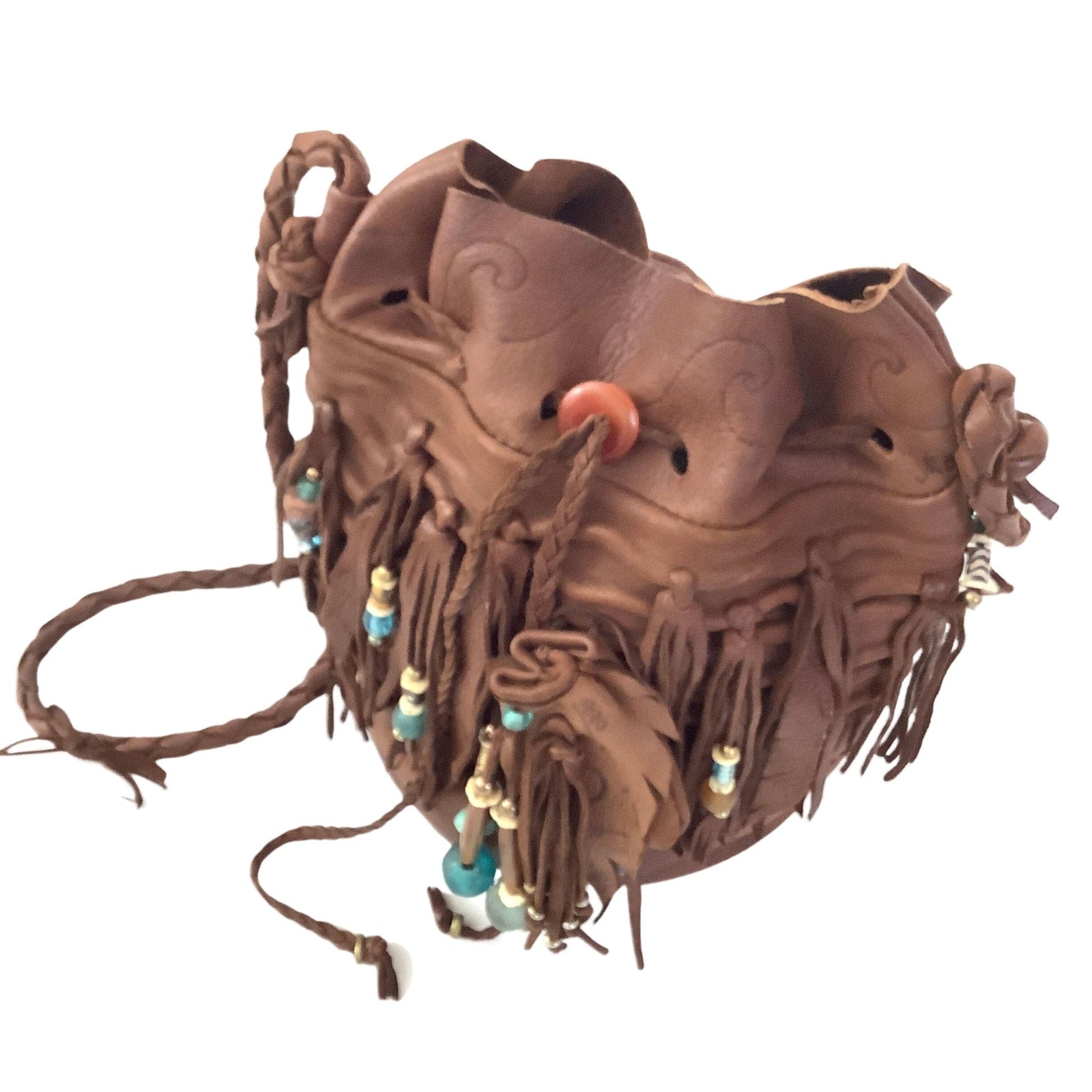 Nat Am Deerskin Fringed Bag Brown / Leather / Vintage 1990s