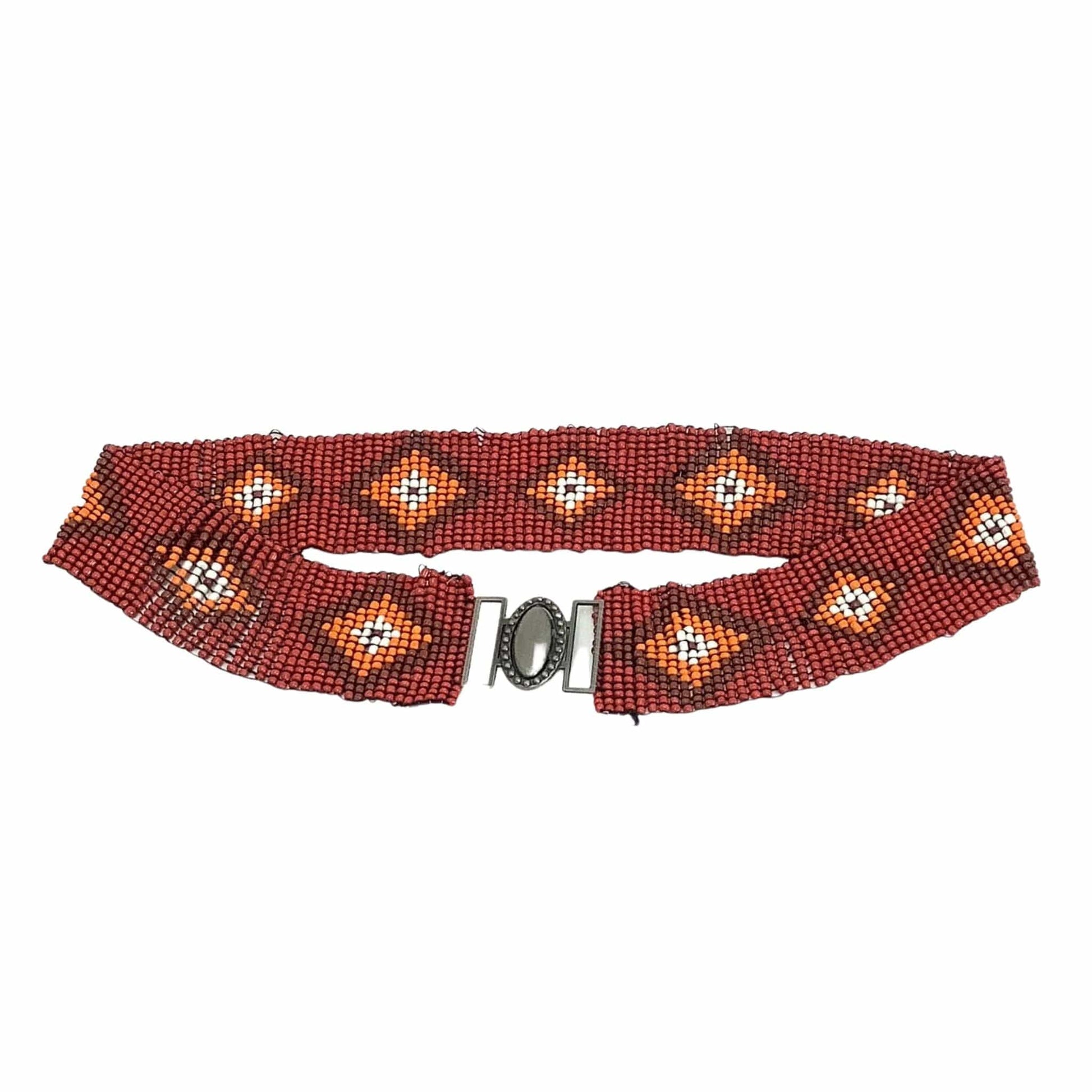 Nat Am Vintage Beaded Belt Medium / Red / Vintage 1980s