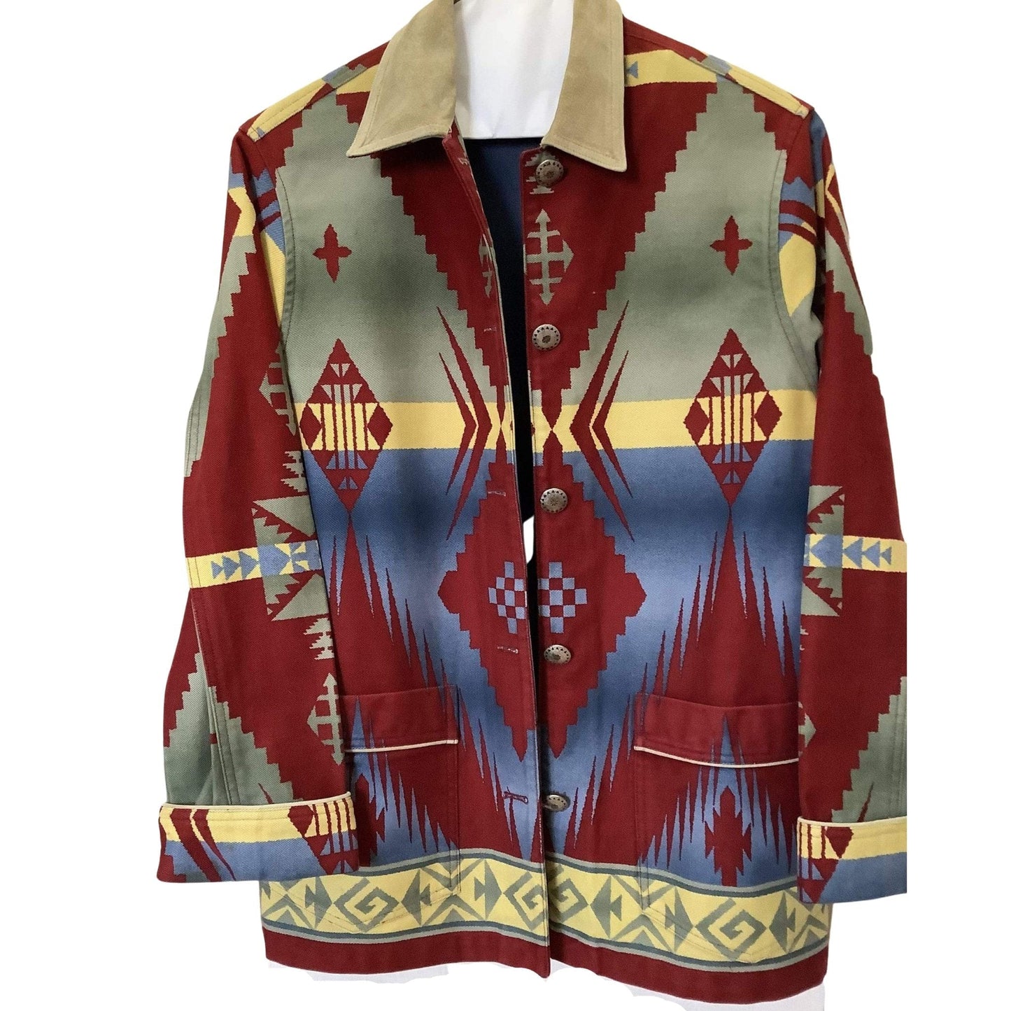 Native American Print Blazer Medium / Multi / Vintage 1990s