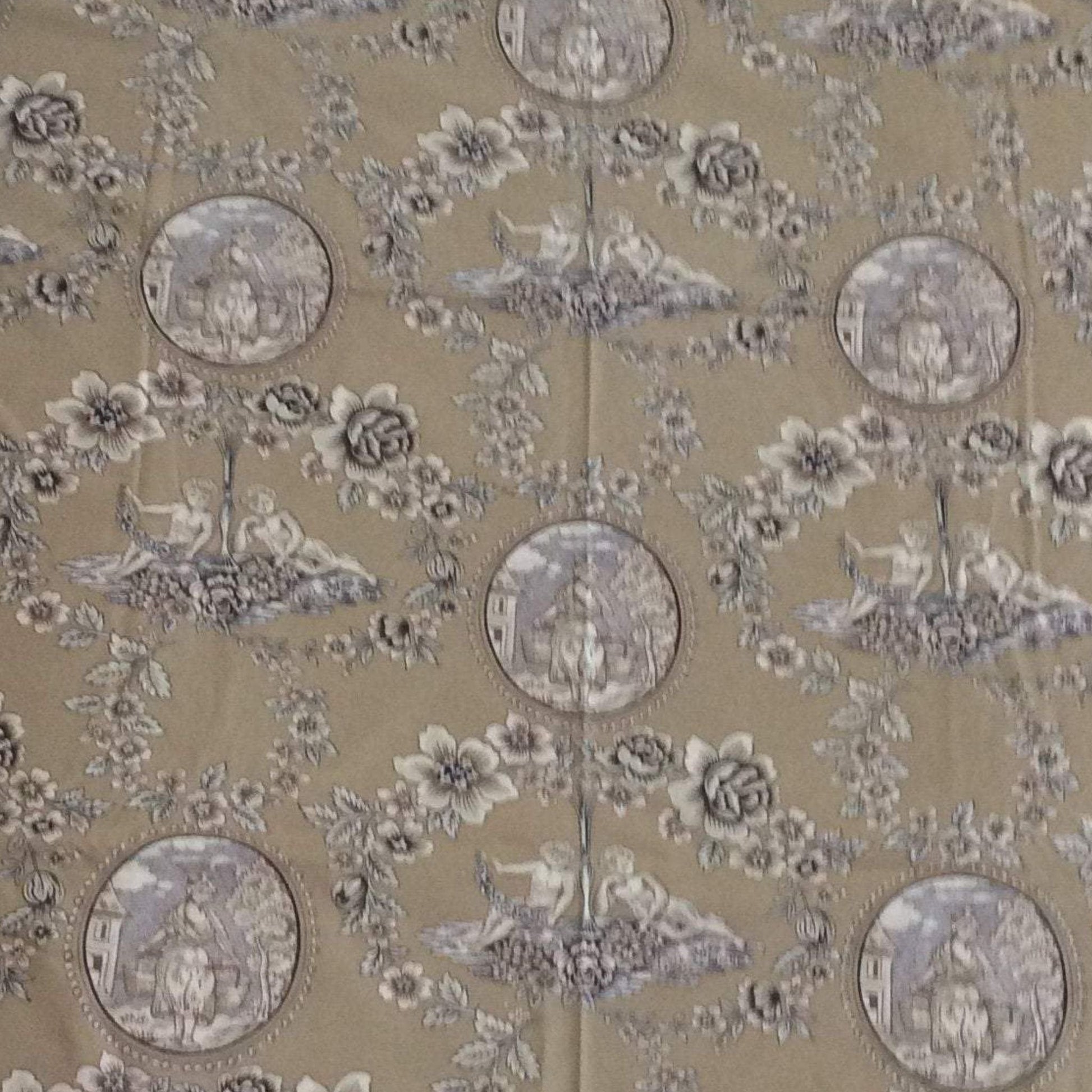 Neoclassical Fabric Sample Multi / Cotton / Vintage 1940s