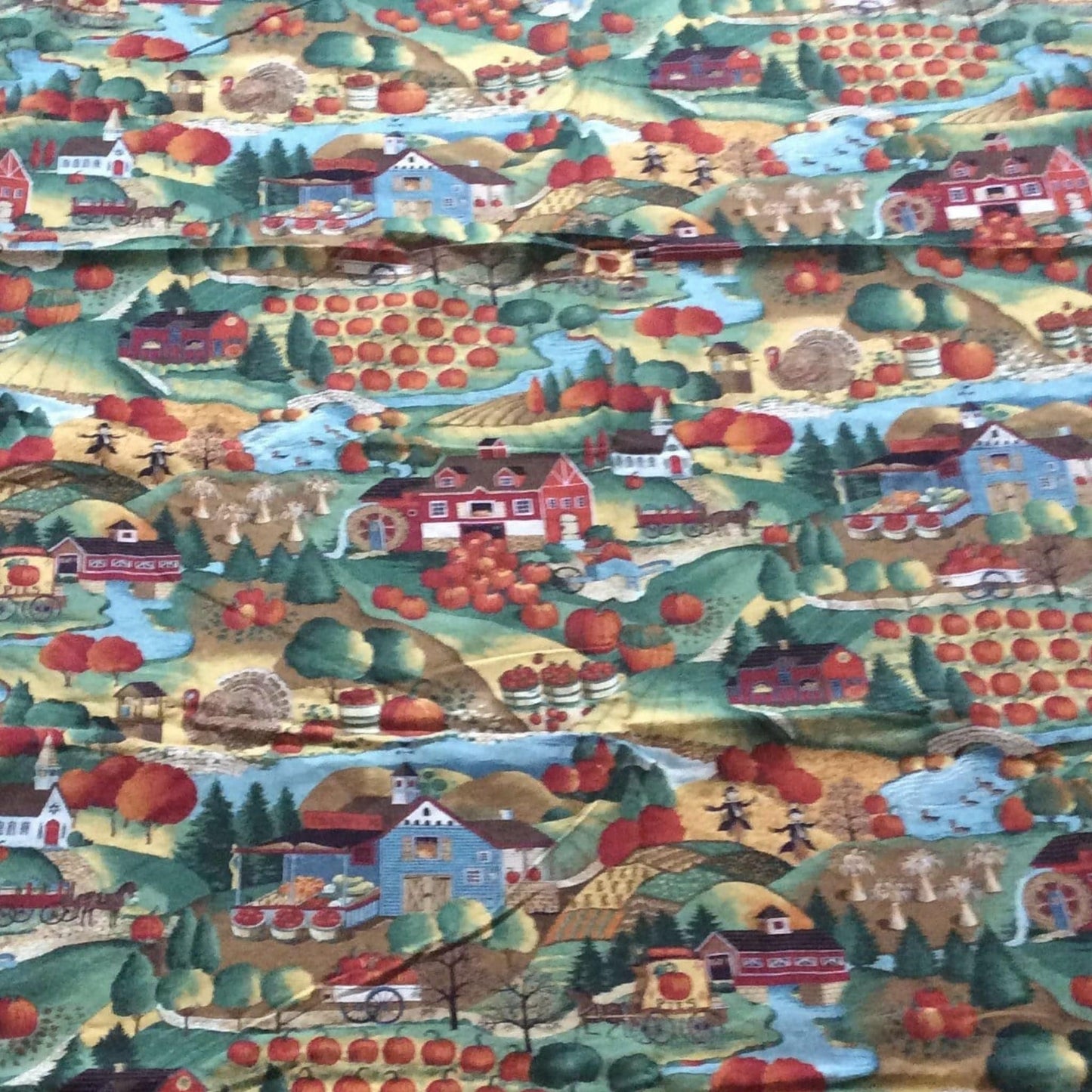 Novelty Cotton Fabric Remnant Multi / Cotton / Vintage 1990s