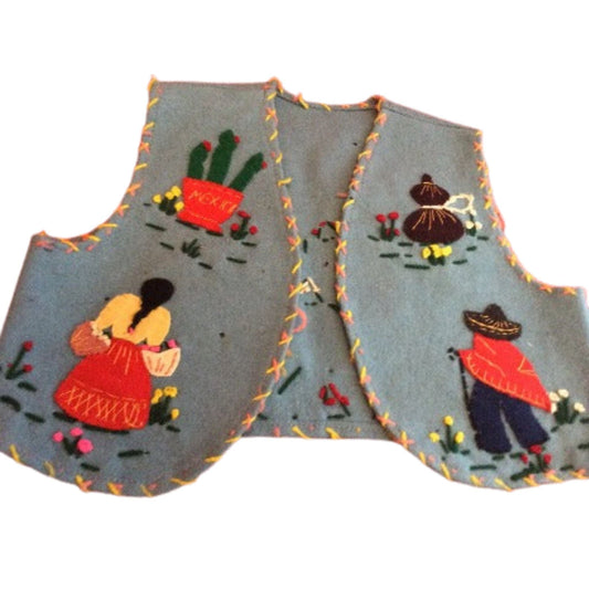 Novelty Kids Wool Vest 2T / Blue / Vintage 1920s