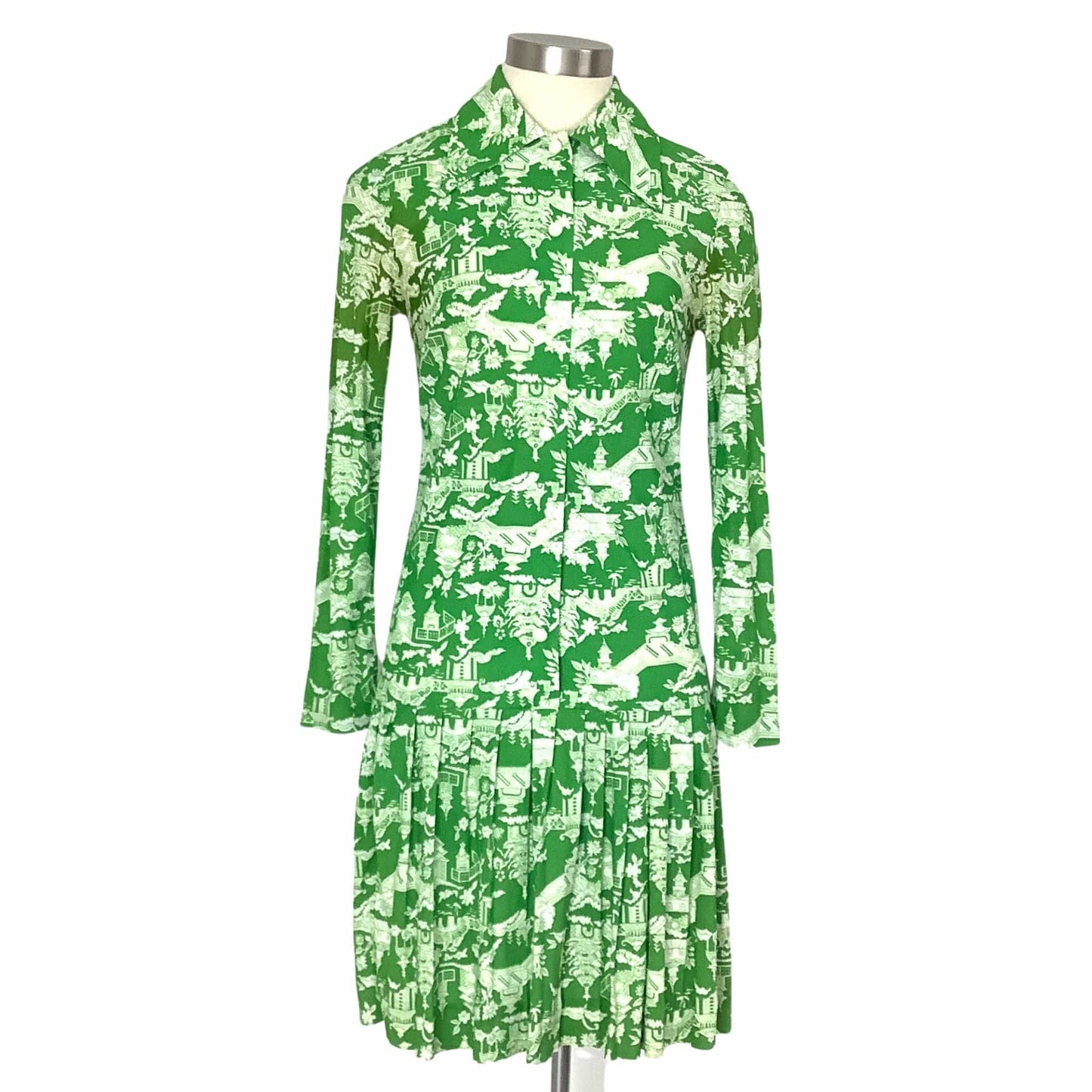 1960s Mod Dress Small / Green / Novelty