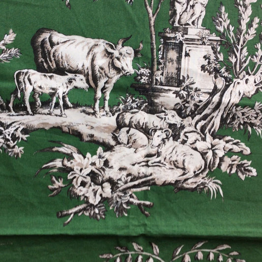 Pastoral Toile Fabric Sample Multi / Cotton / Vintage 1990s