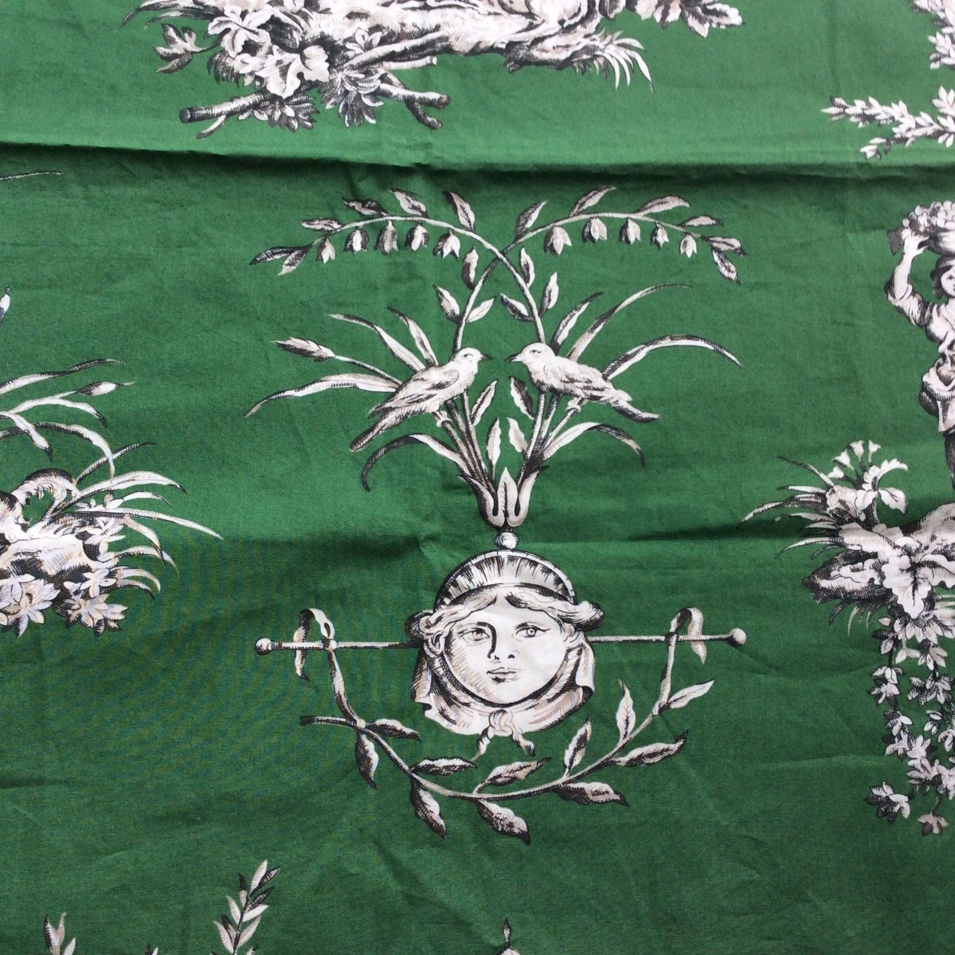 Pastoral Toile Fabric Sample Multi / Cotton / Vintage 1990s