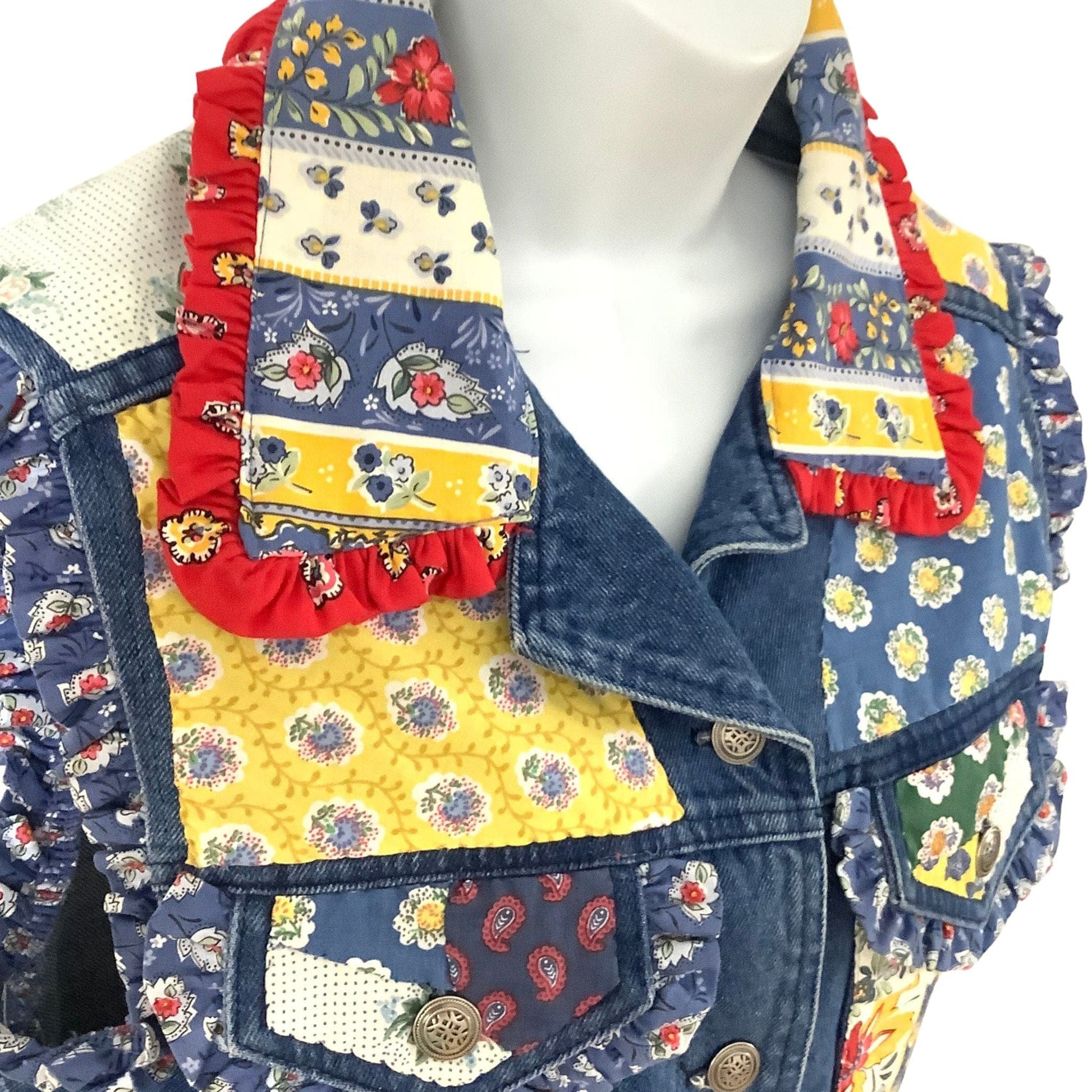 Patchwork Denim Vest Medium / Multi / Vintage 1970s