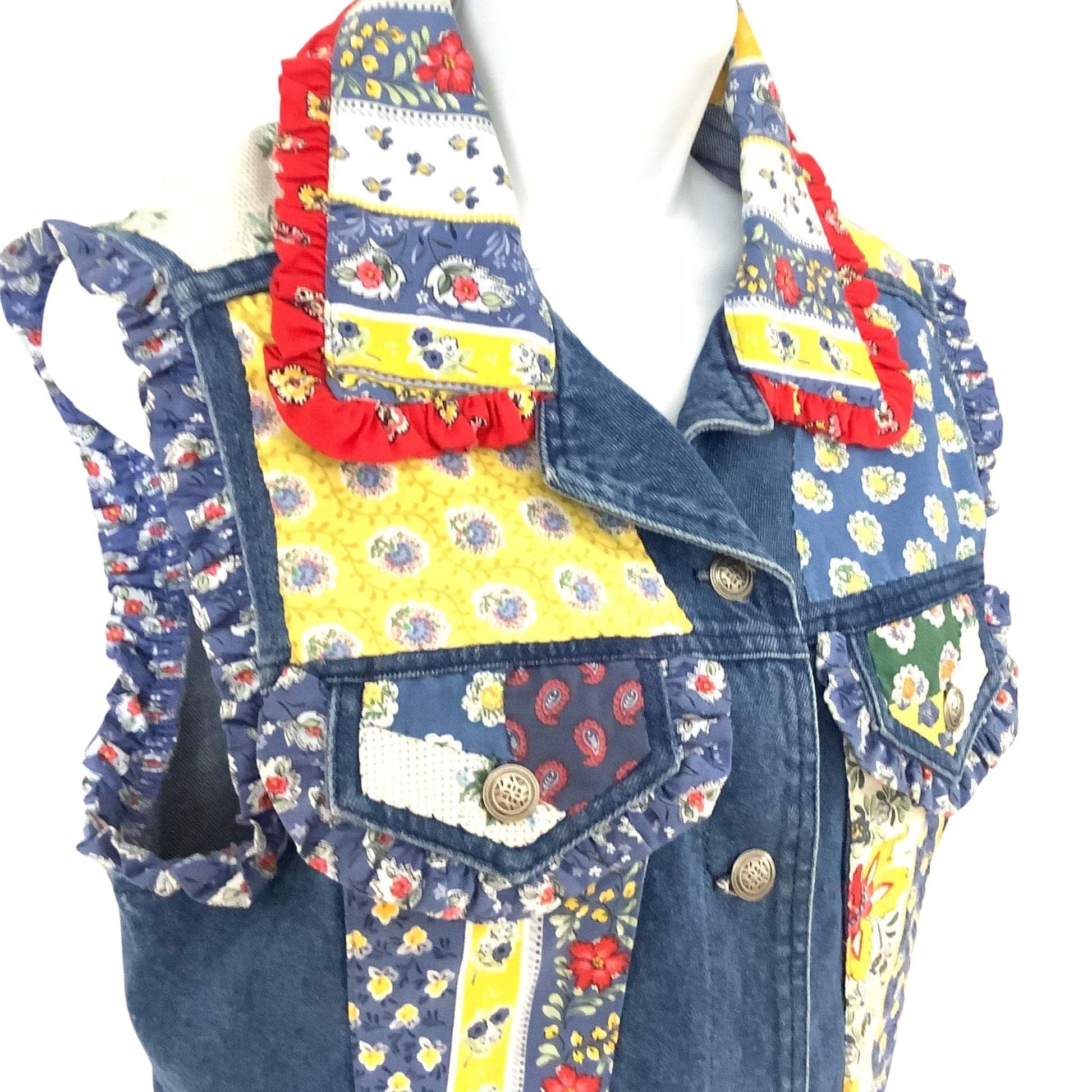 Patchwork Denim Vest Medium / Multi / Vintage 1970s