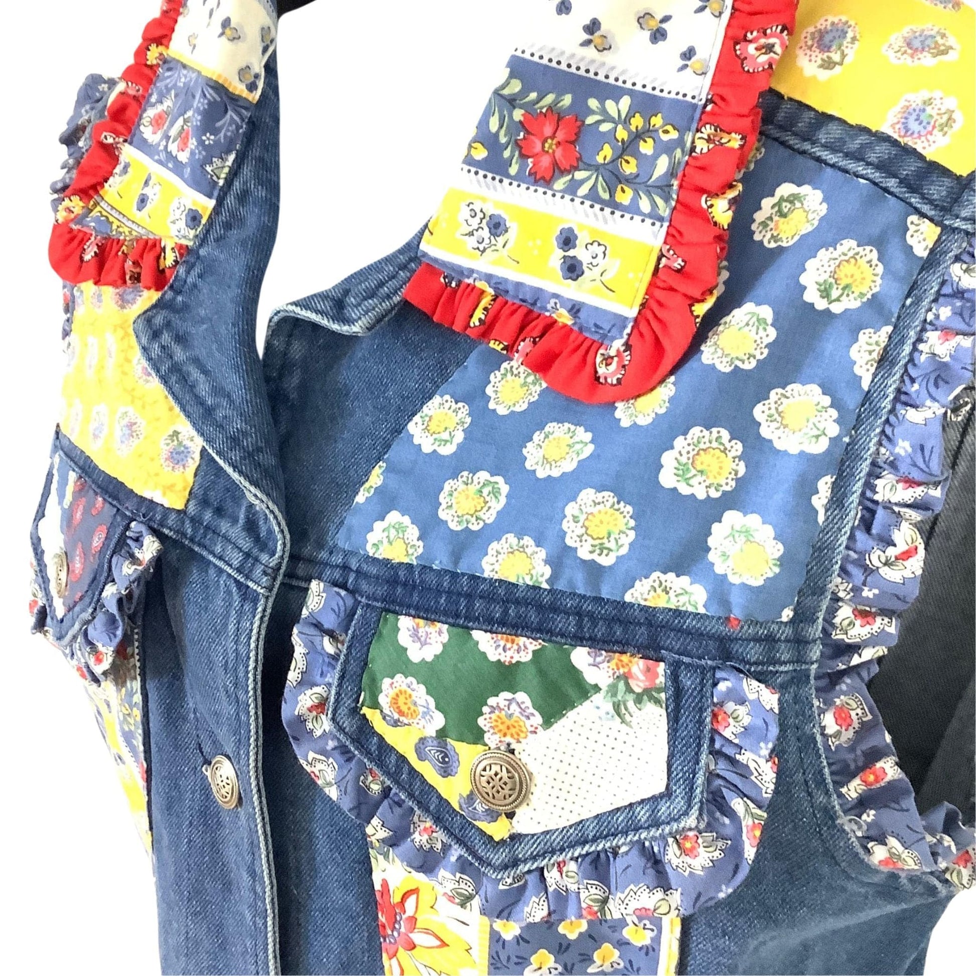 Patchwork Denim Vest Medium / Multi / Vintage 1970s