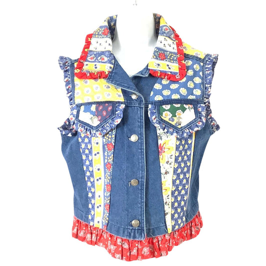 Patchwork Denim Vest Medium / Multi / Vintage 1970s