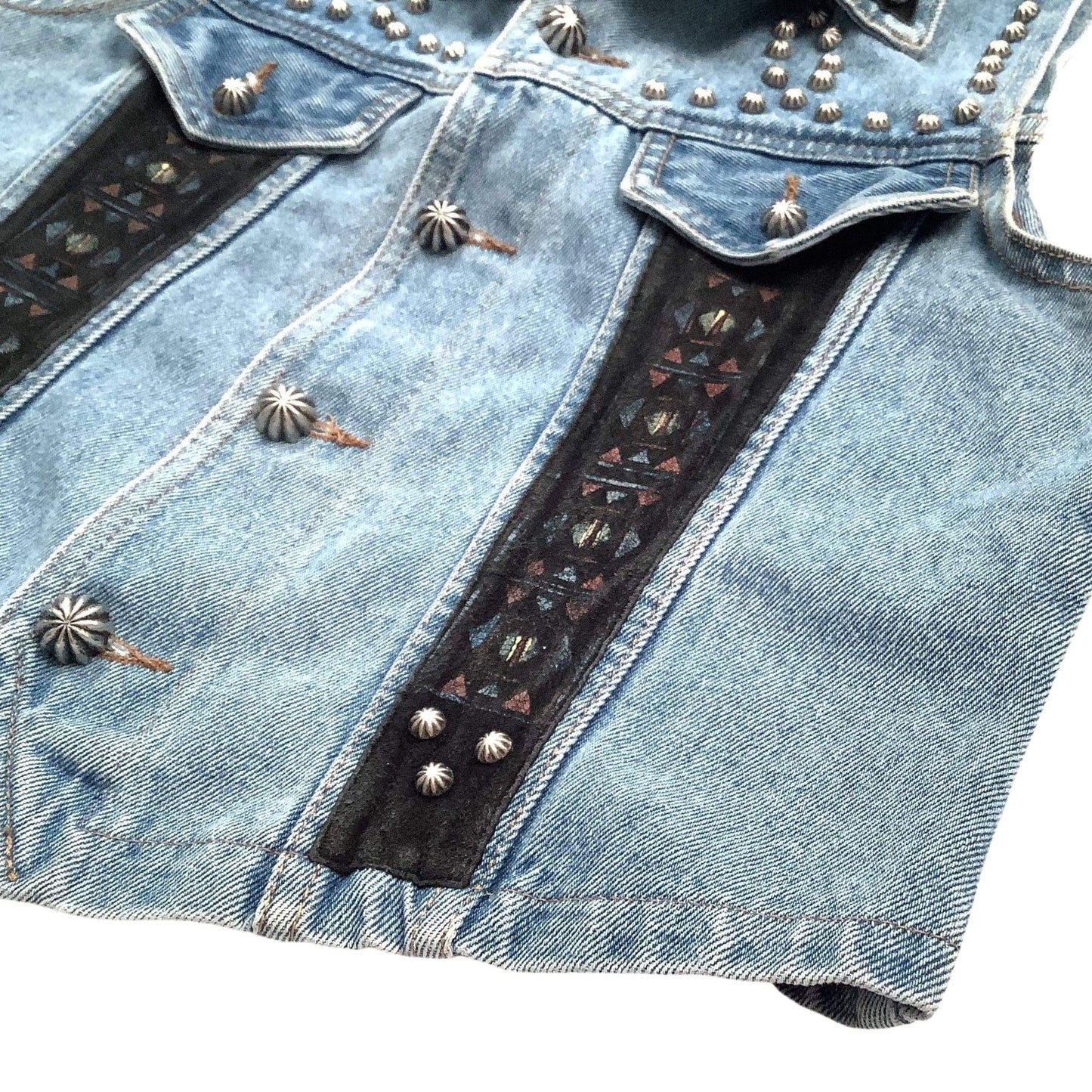 Patricia Wolf Studded Vest Medium / Blue / Vintage 1980s