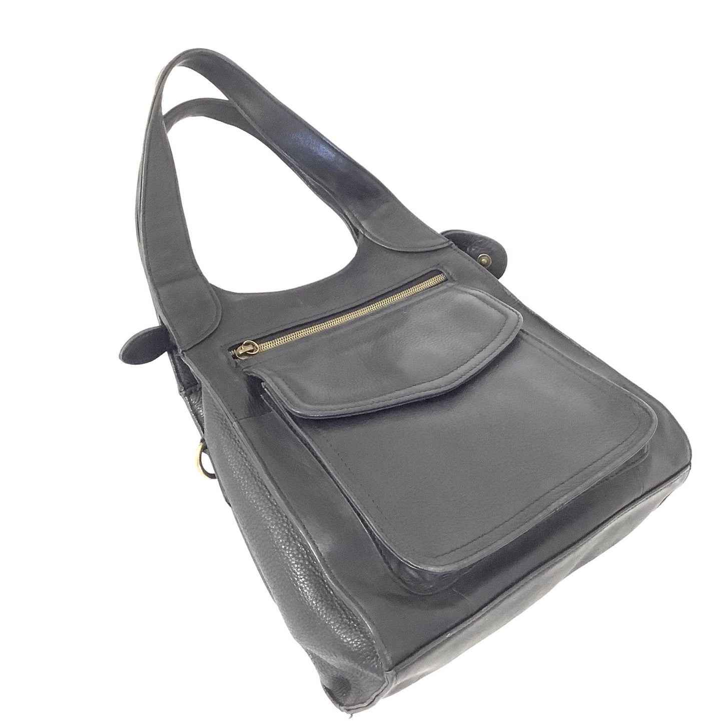 Pebbled Leather Fossil Bag Black / Leather / Vintage 1980s