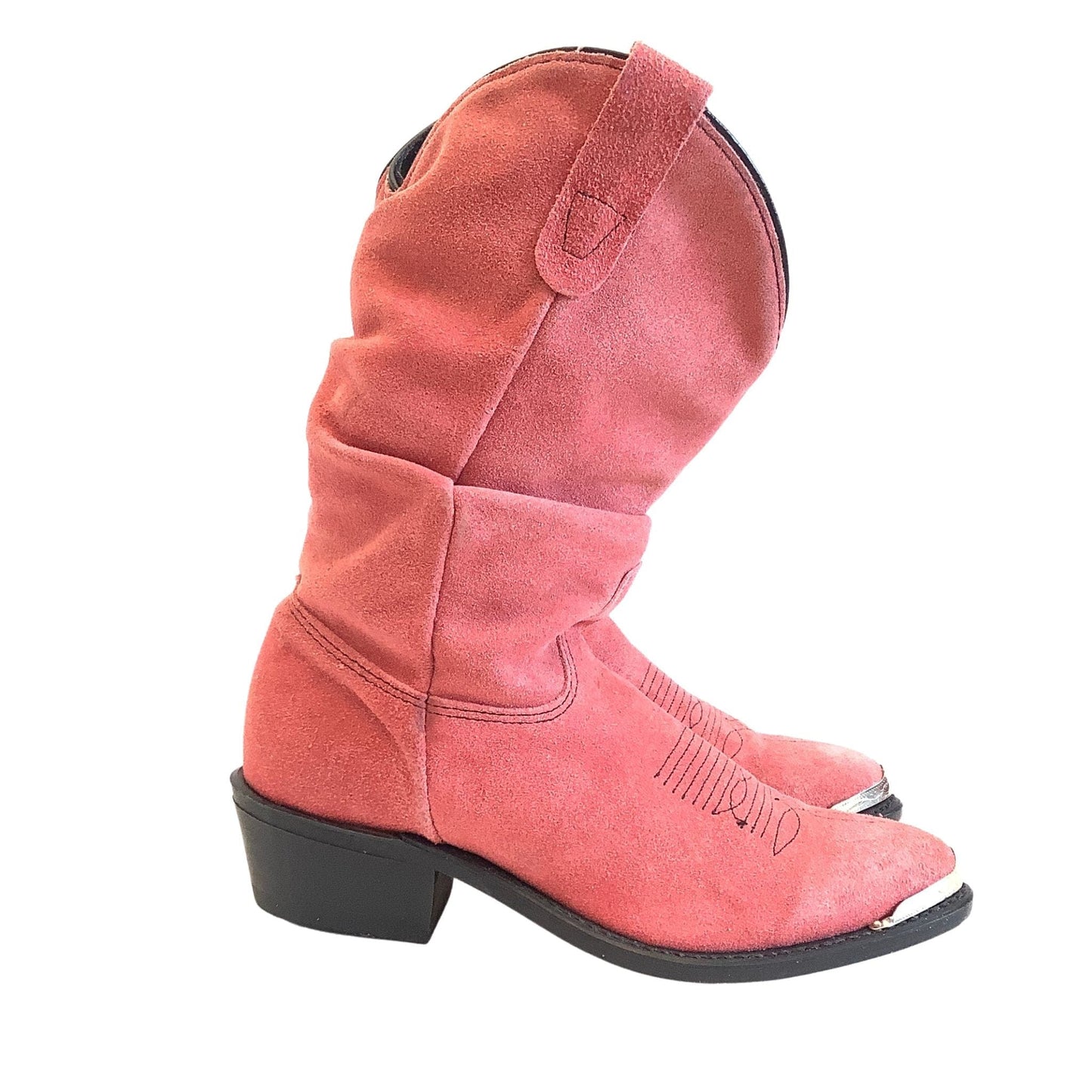 Pink Suede Cowboy Boots 6.5 / Pink / Vintage 1980s