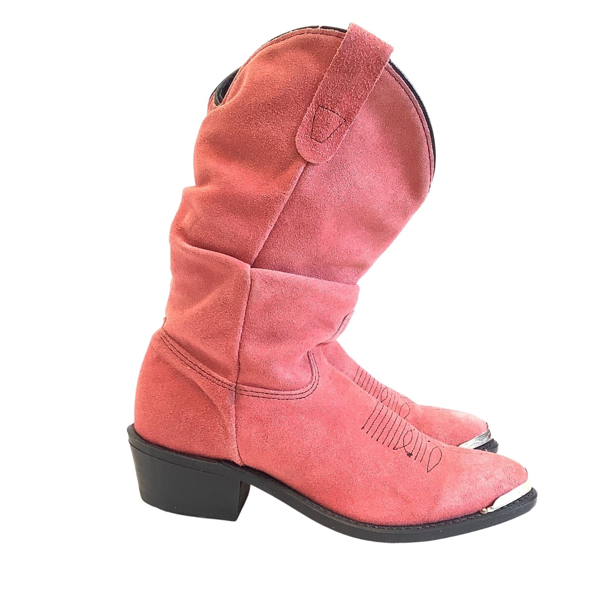 Pink Suede Cowboy Boots 6.5 / Pink / Vintage 1980s