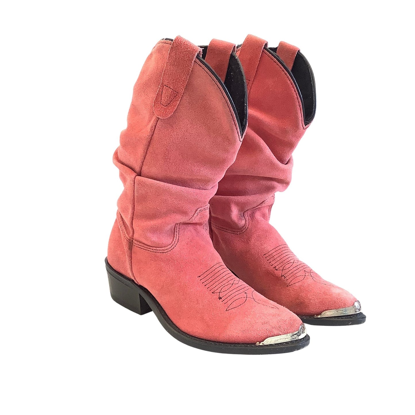 Pink Suede Cowboy Boots 6.5 / Pink / Vintage 1980s