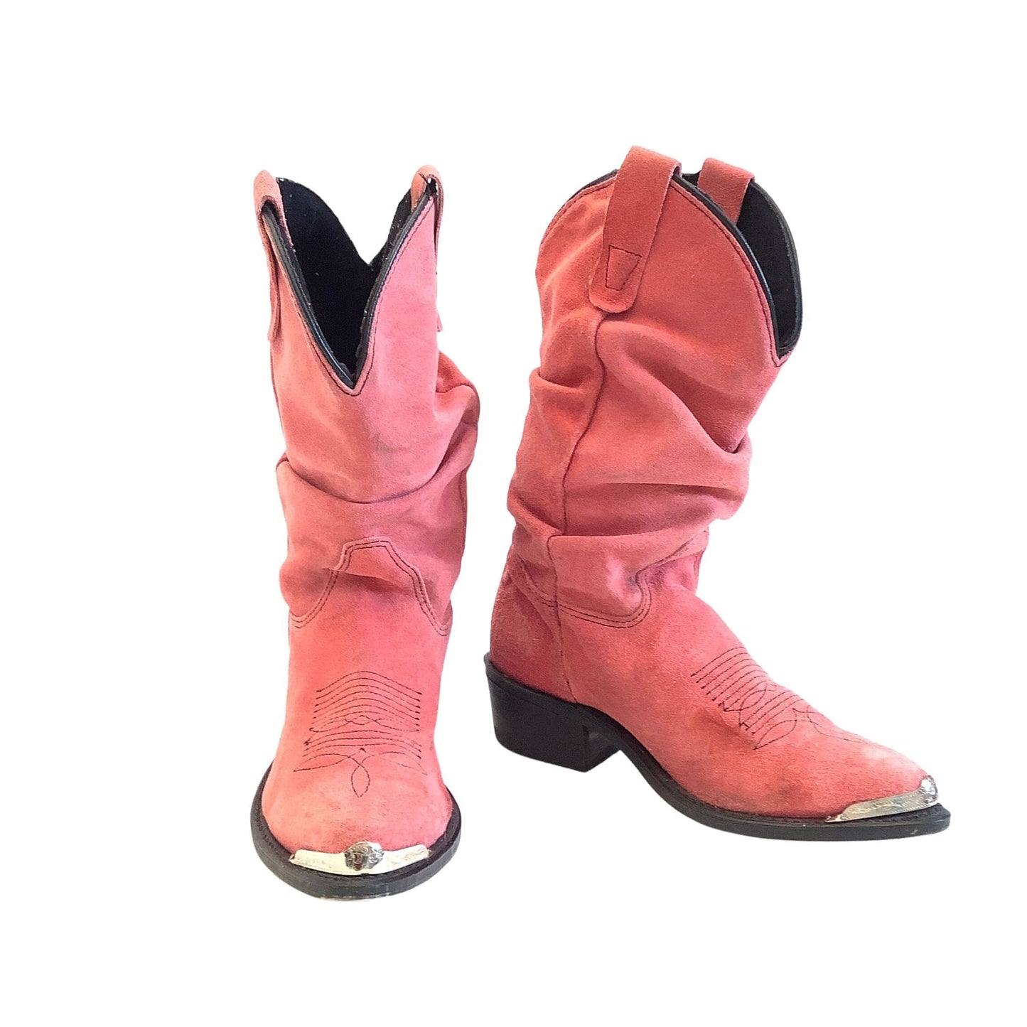 Pink Suede Cowboy Boots 6.5 / Pink / Vintage 1980s