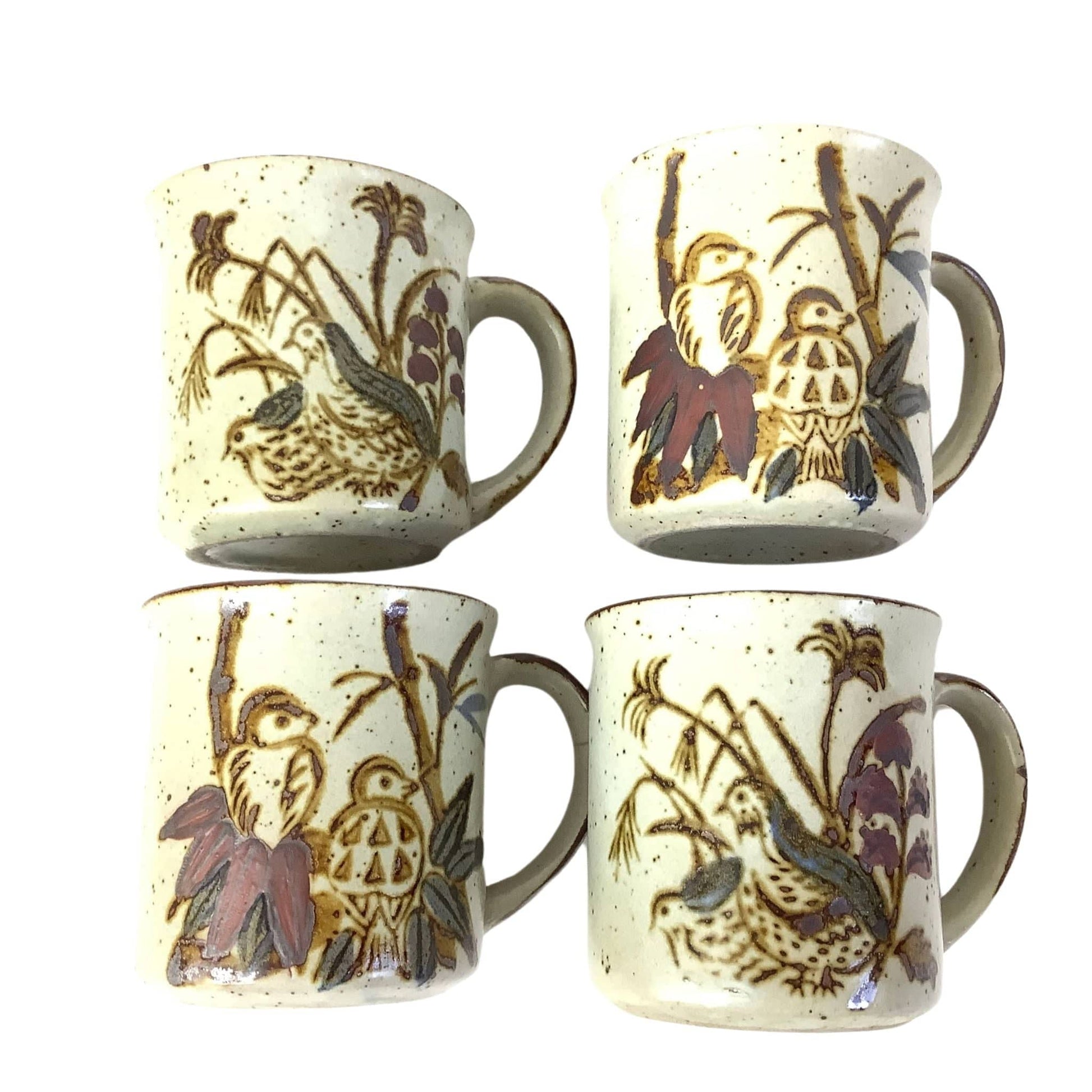 Quail Motif 1950s Mugs Multicolor / Ceramic