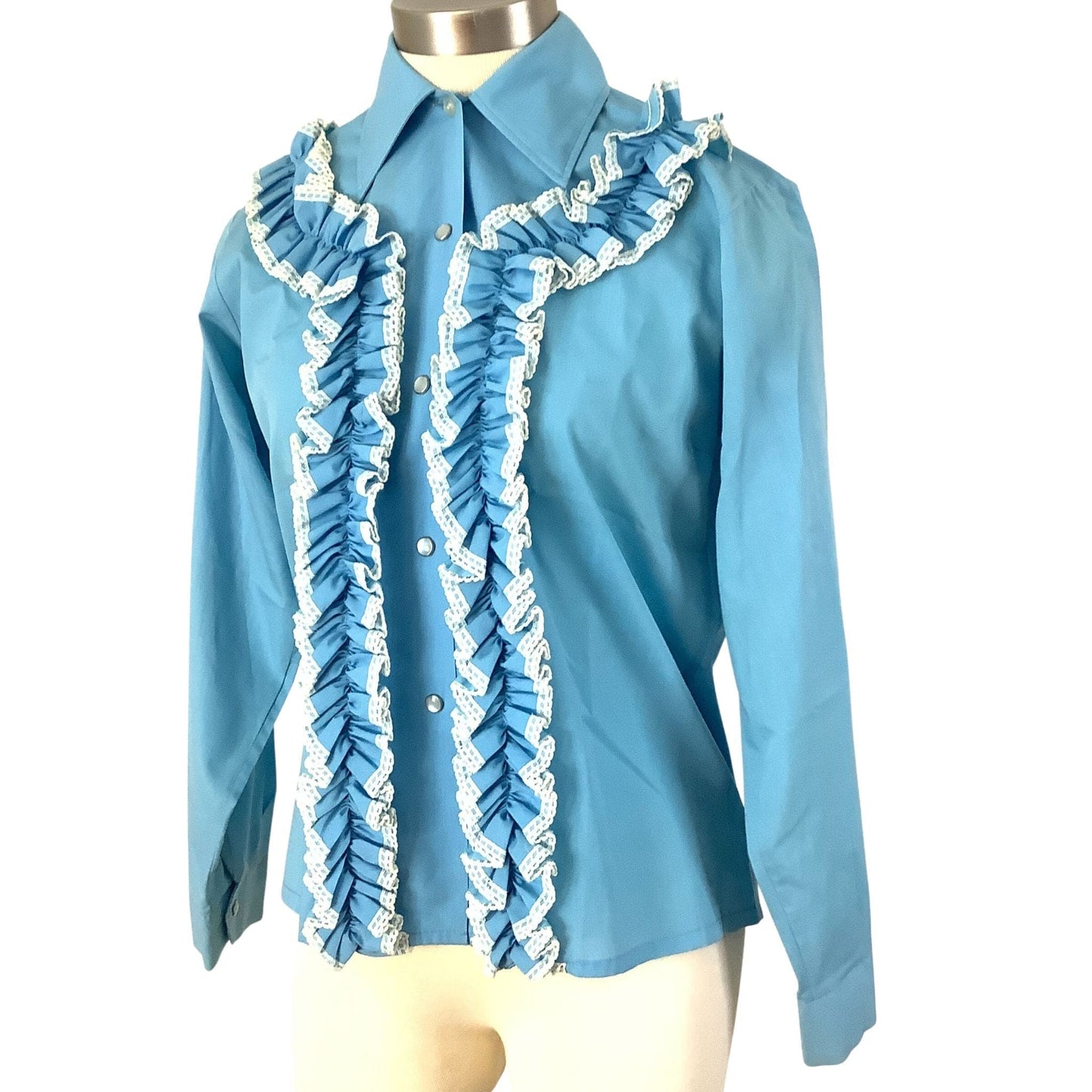 Ranchwear Ruffle Blouse Small / Blue / Western