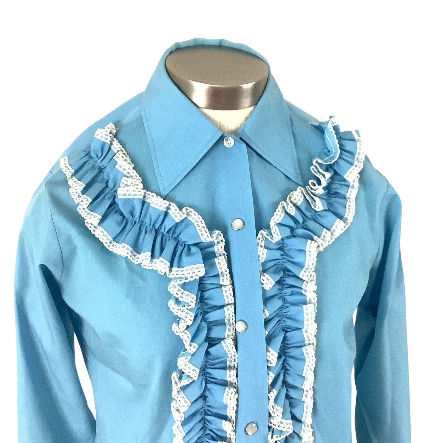 Ranchwear Ruffle Blouse Small / Blue / Western