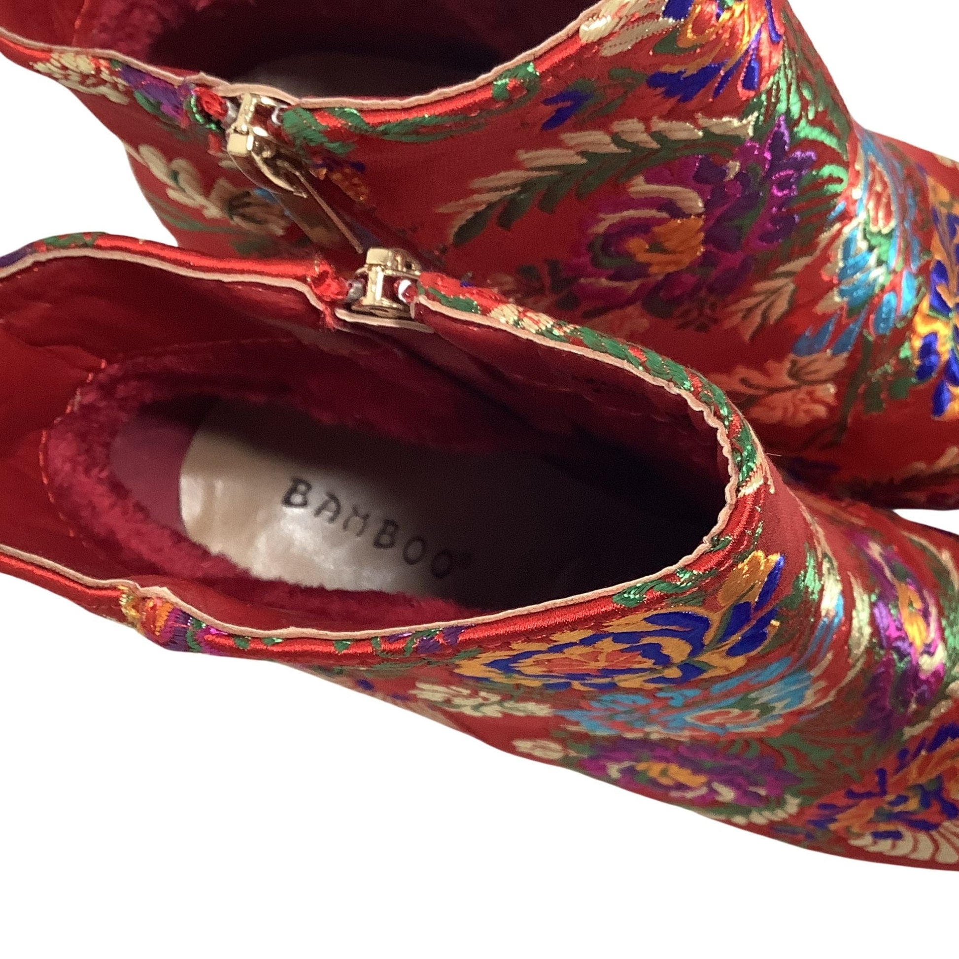 Red Chinoiserie Booties 9 / Multicolor / Booties