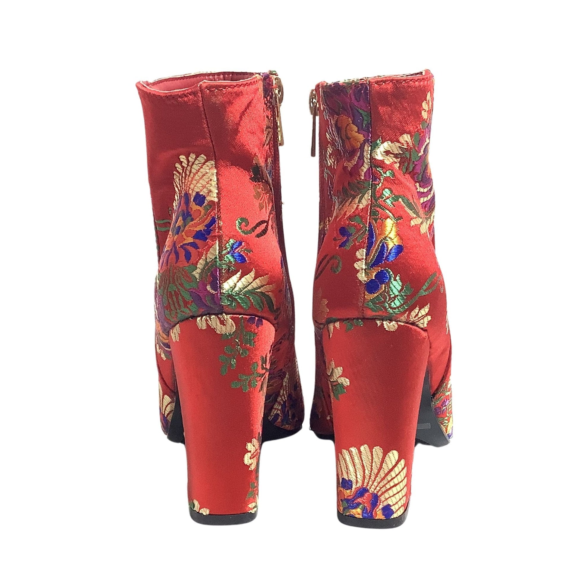 Red Chinoiserie Booties 9 / Multicolor / Booties