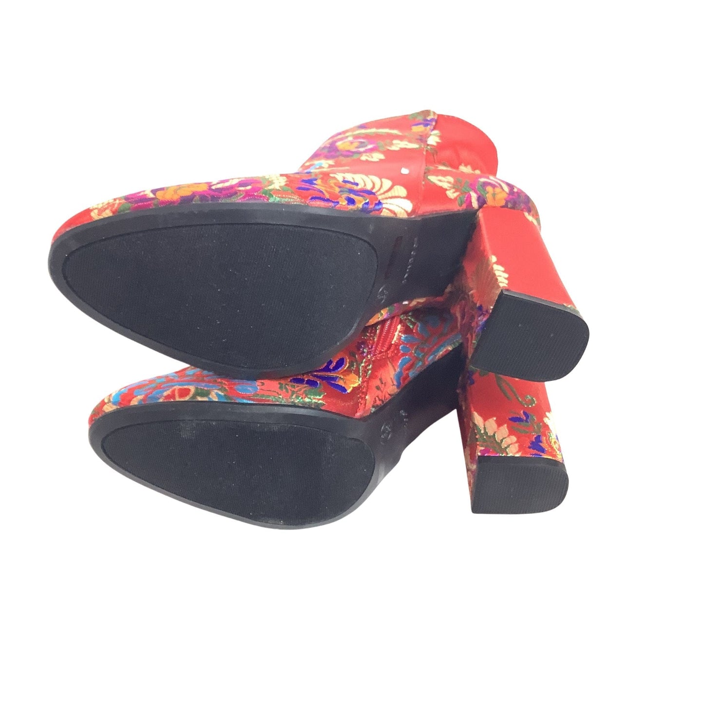 Red Chinoiserie Booties 9 / Multicolor / Booties