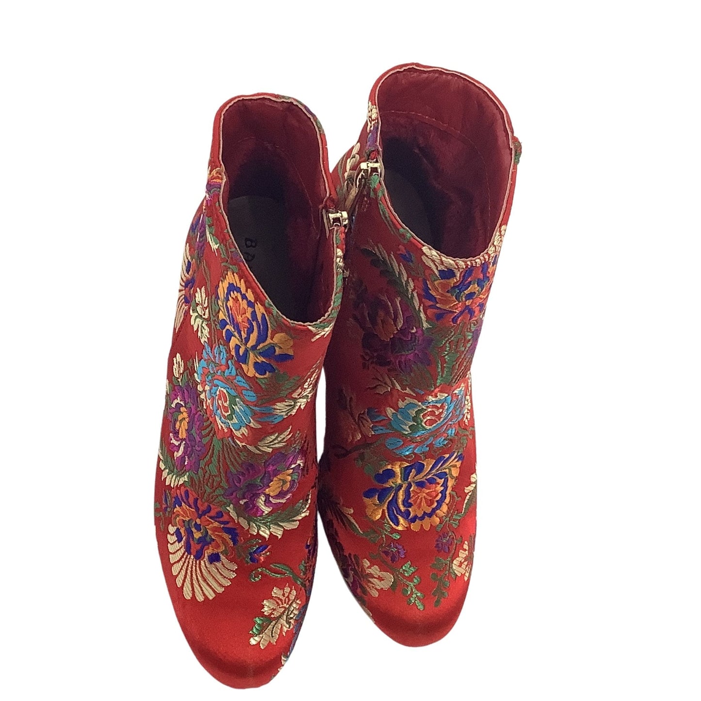 Red Chinoiserie Booties 9 / Multicolor / Booties