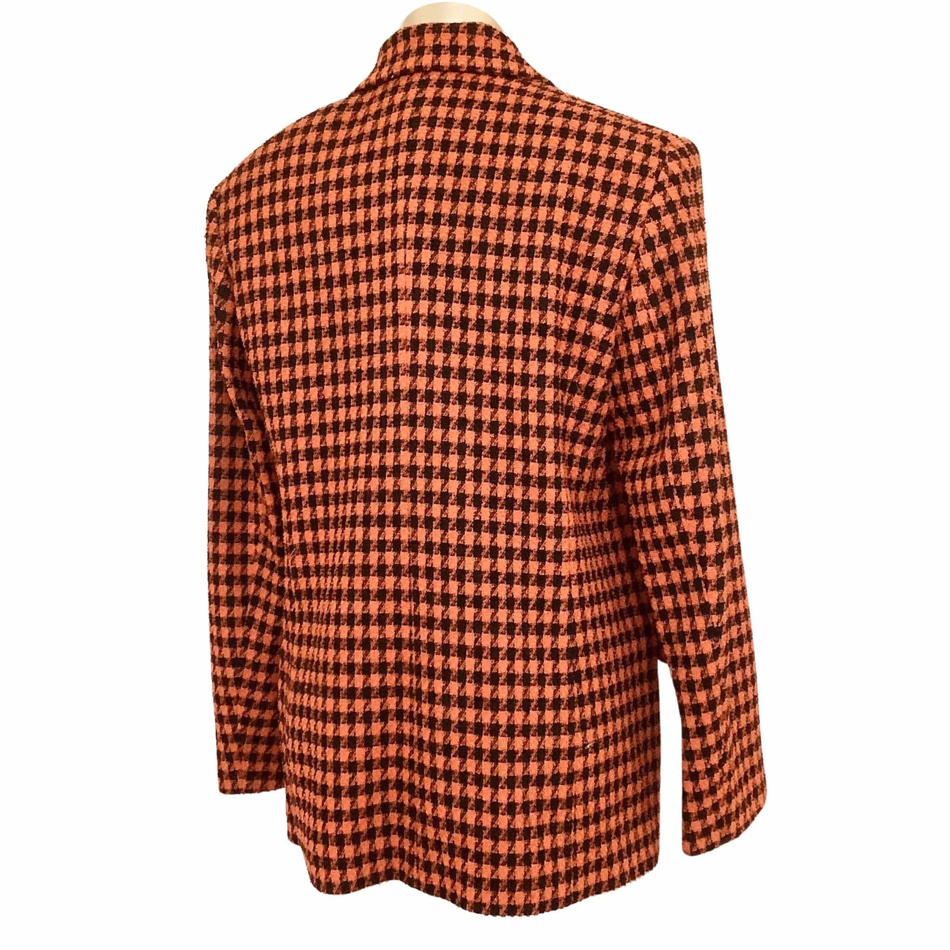 Red Houndstooth Blazer Small / Orange / Vintage 1980s