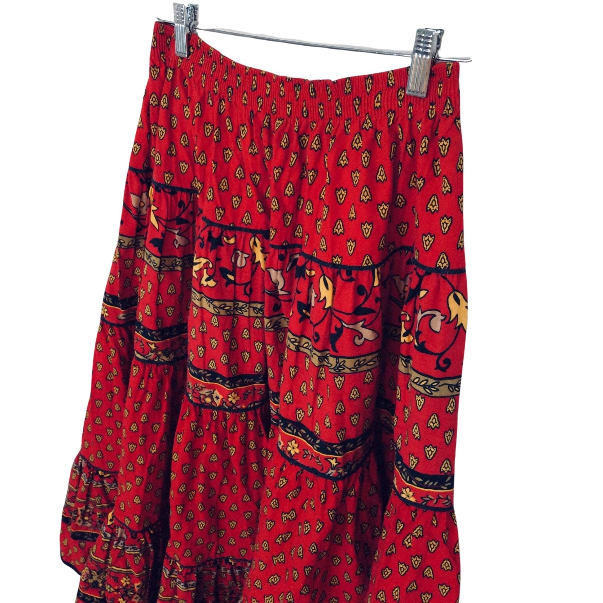 Red Western Full Skirt Large / Multi / Vintage 1980s