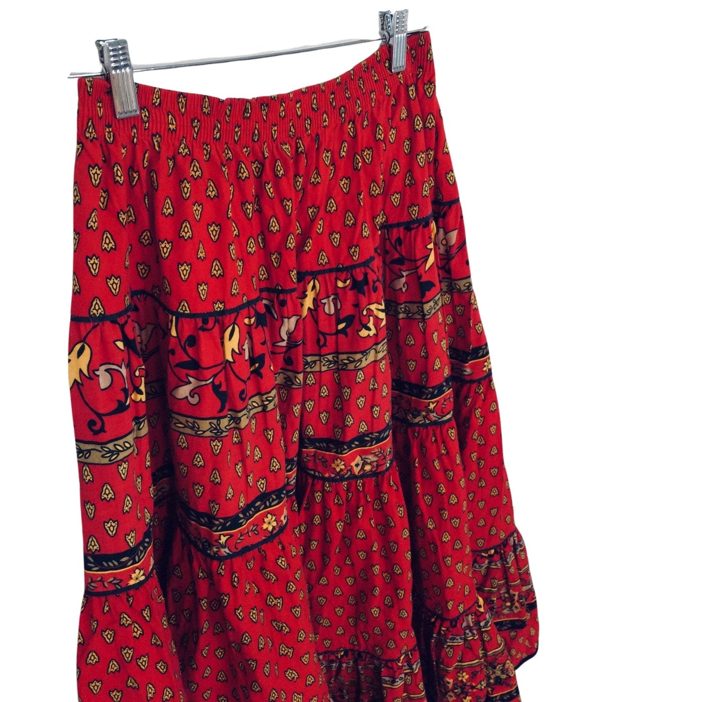 Red Western Full Skirt Large / Multi / Vintage 1980s
