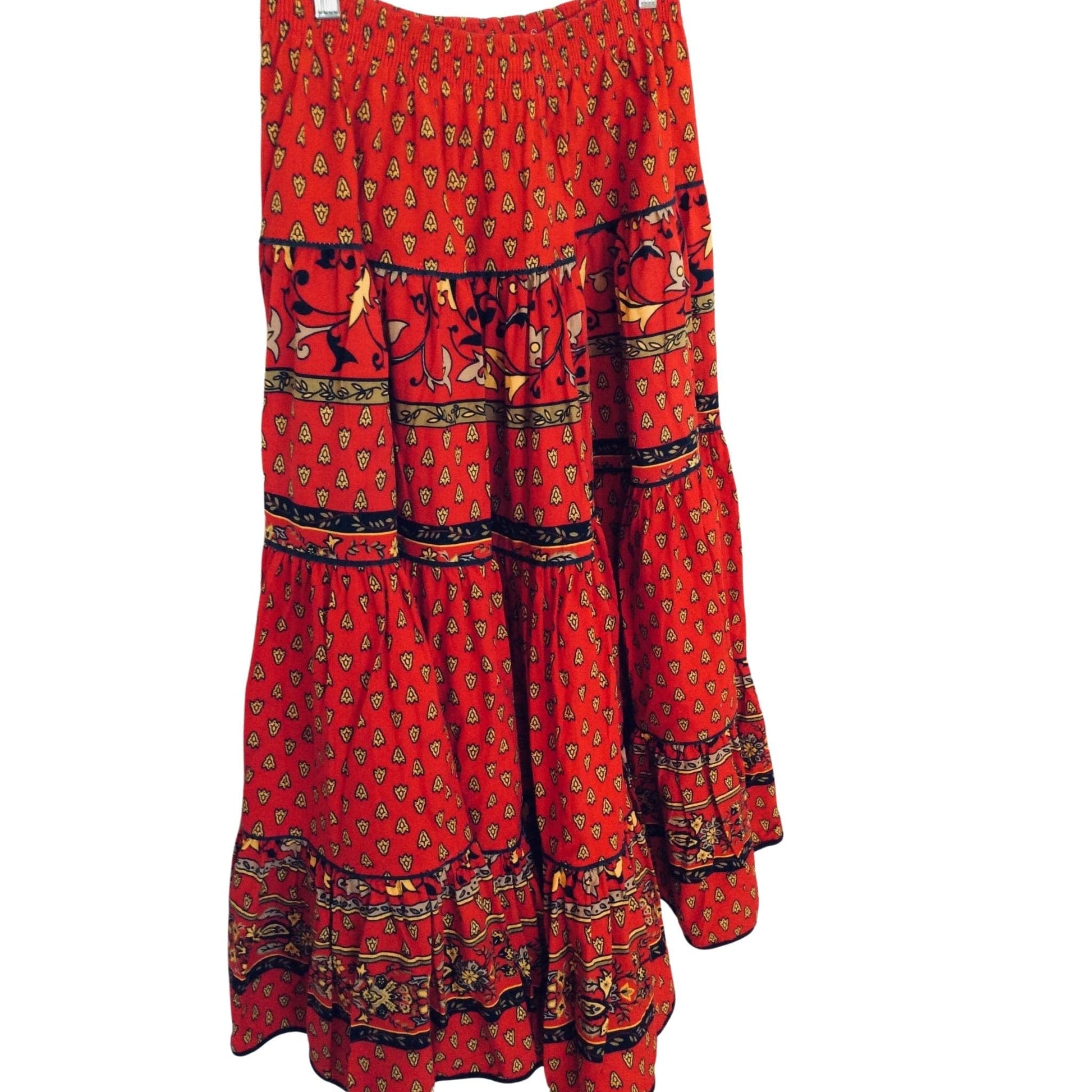 Red Western Full Skirt Large / Multi / Vintage 1980s