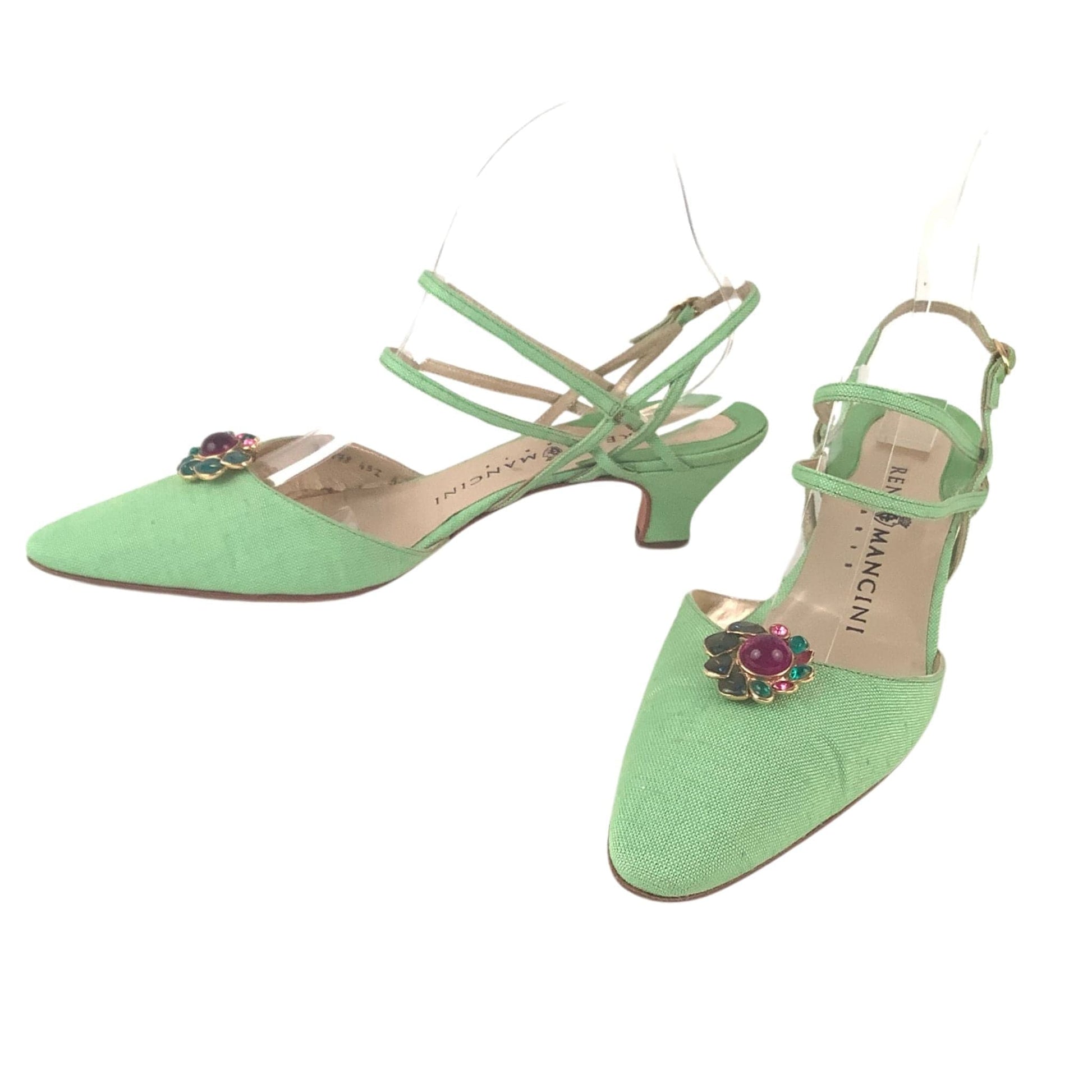 Rene Mancini Green Heels 10 / Green / Vintage 1990s