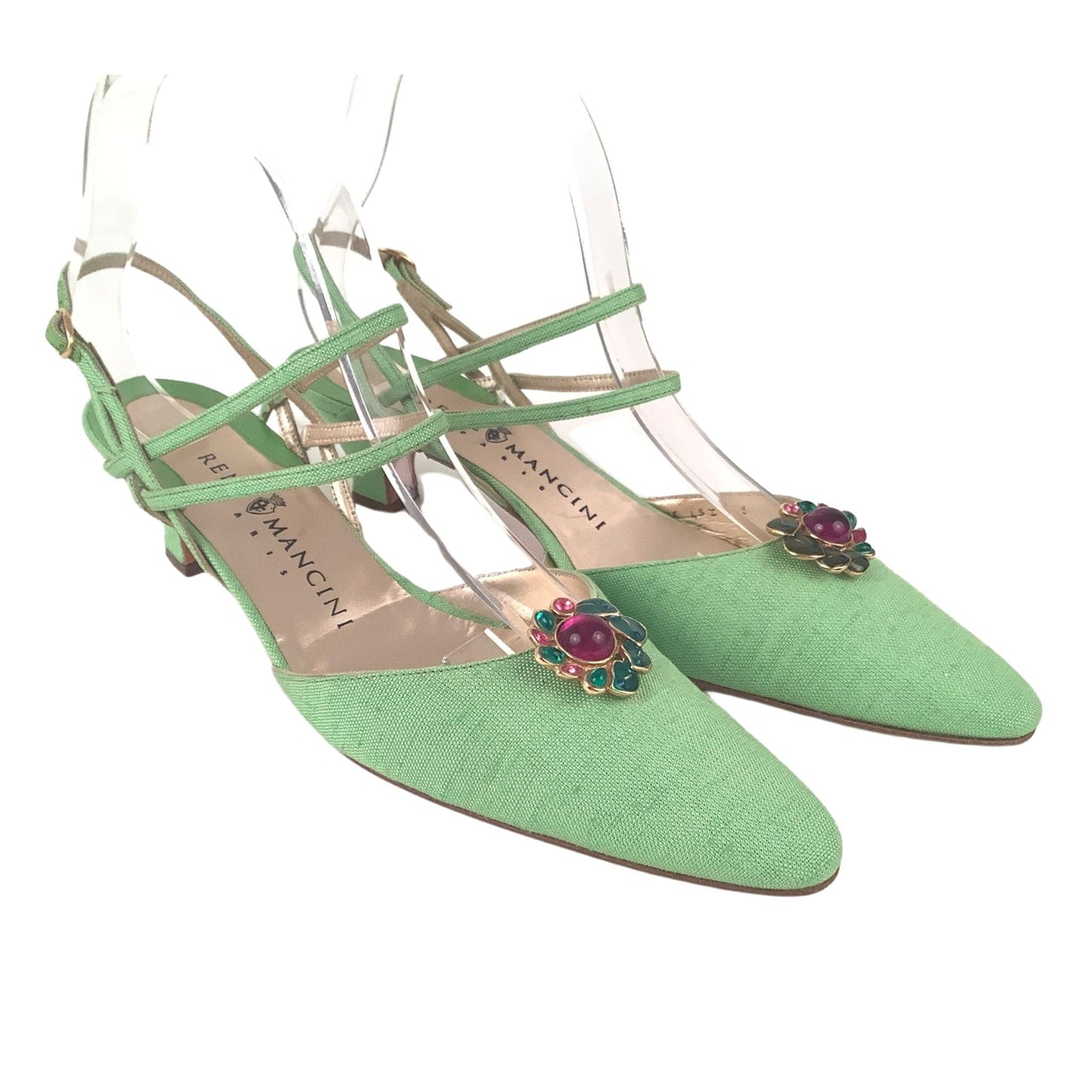 Rene Mancini Green Heels 10 / Green / Vintage 1990s