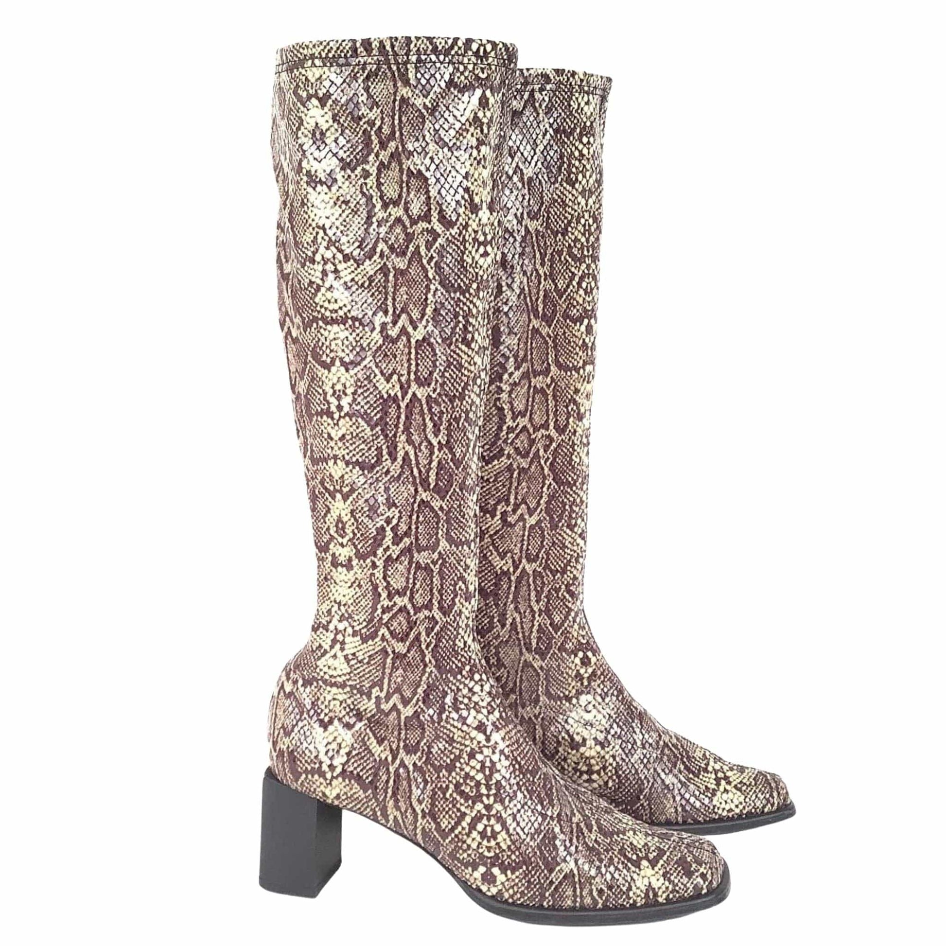 Reptile Print GoGo Boots 7 / Multi / Vintage 1990s