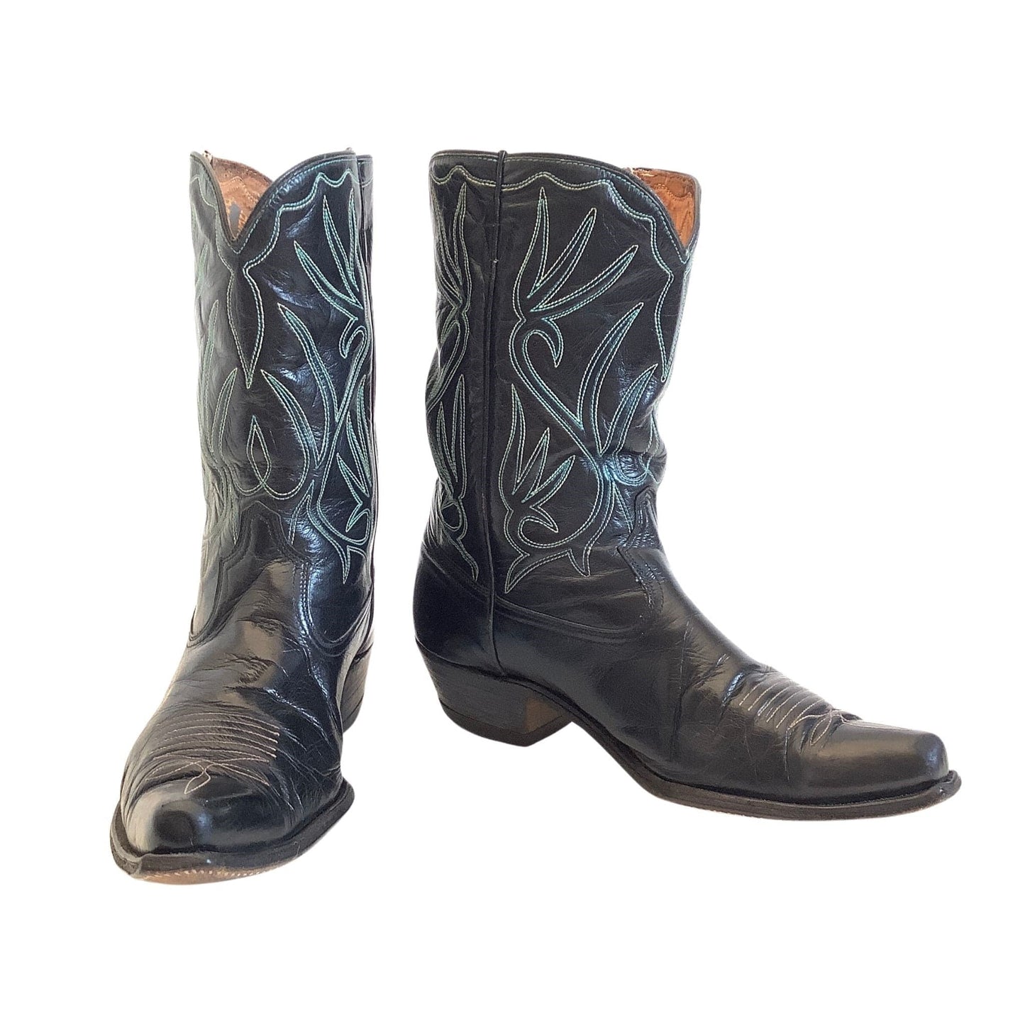 Retro Black Cowboy Boots Black / 9.5 / Vintage 1950s