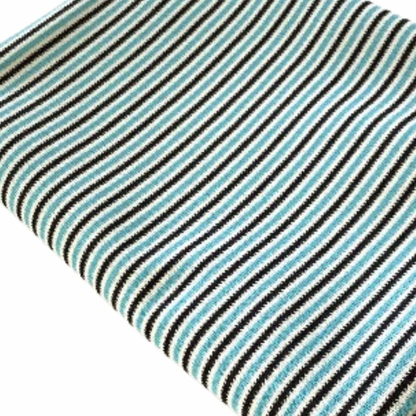 Retro Teal Stripe Fabric Multi / Polyester / Stripes