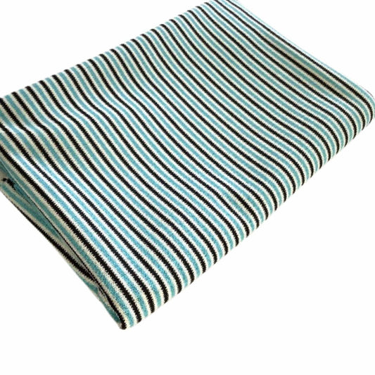 Retro Teal Stripe Fabric Multi / Polyester / Stripes