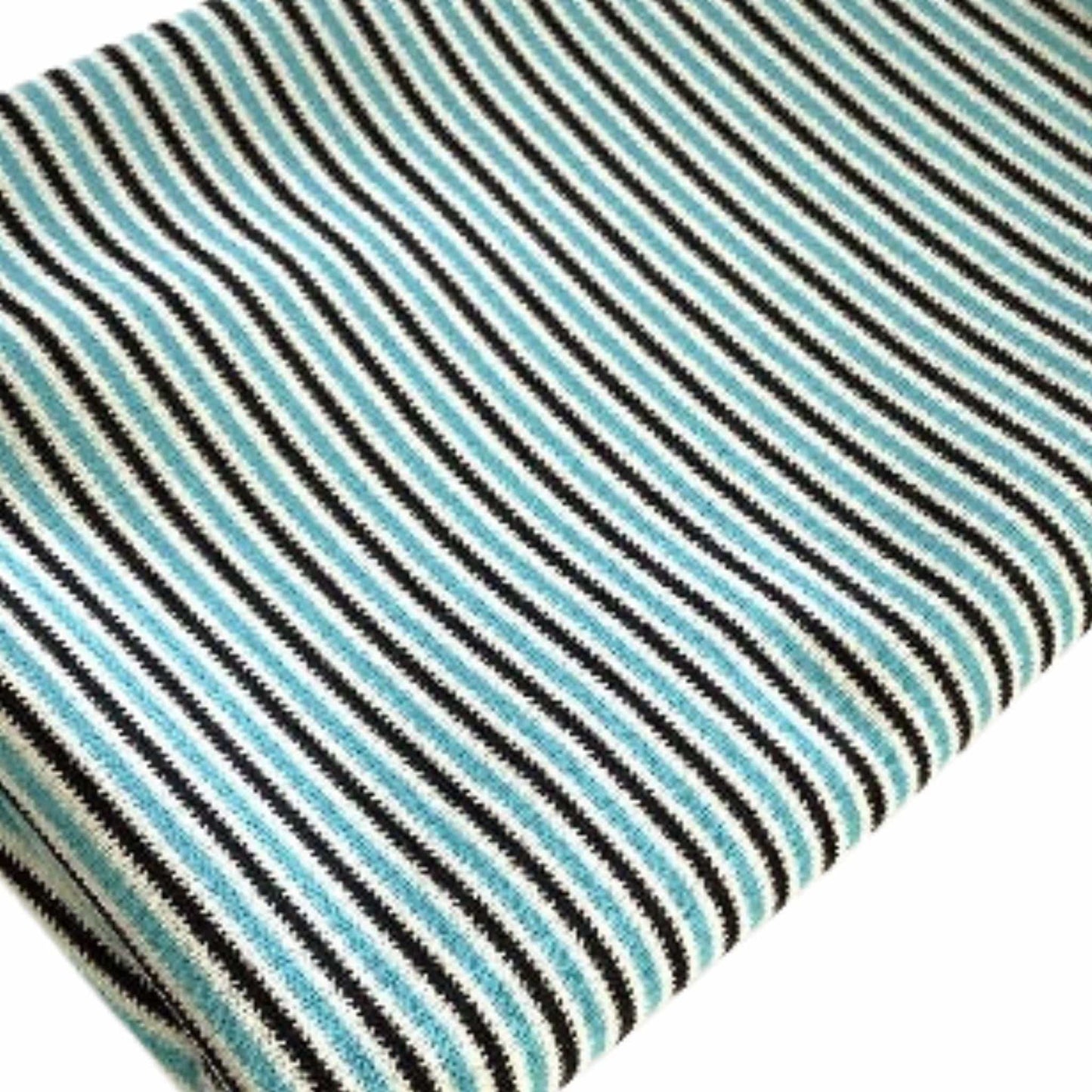 Retro Teal Stripe Fabric Multi / Polyester / Stripes