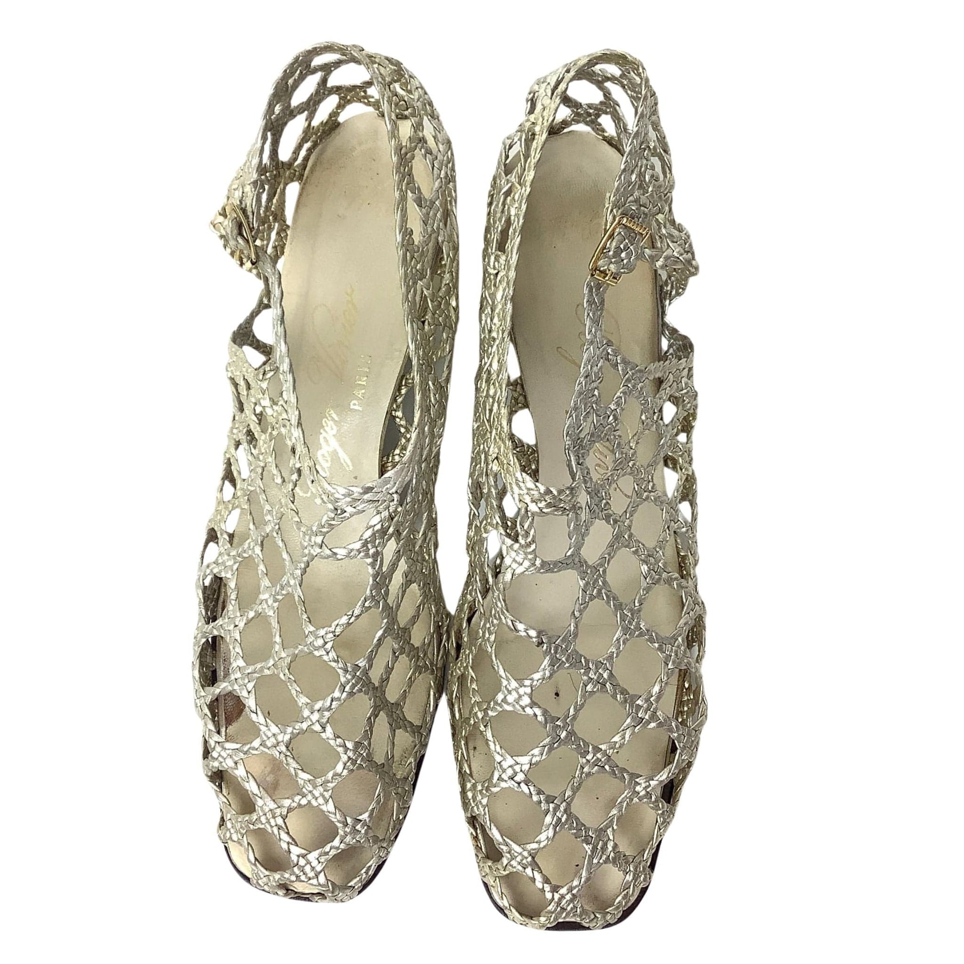 Roger Vivier Woven Sandals 8.5 / Gold / Vintage 1990s