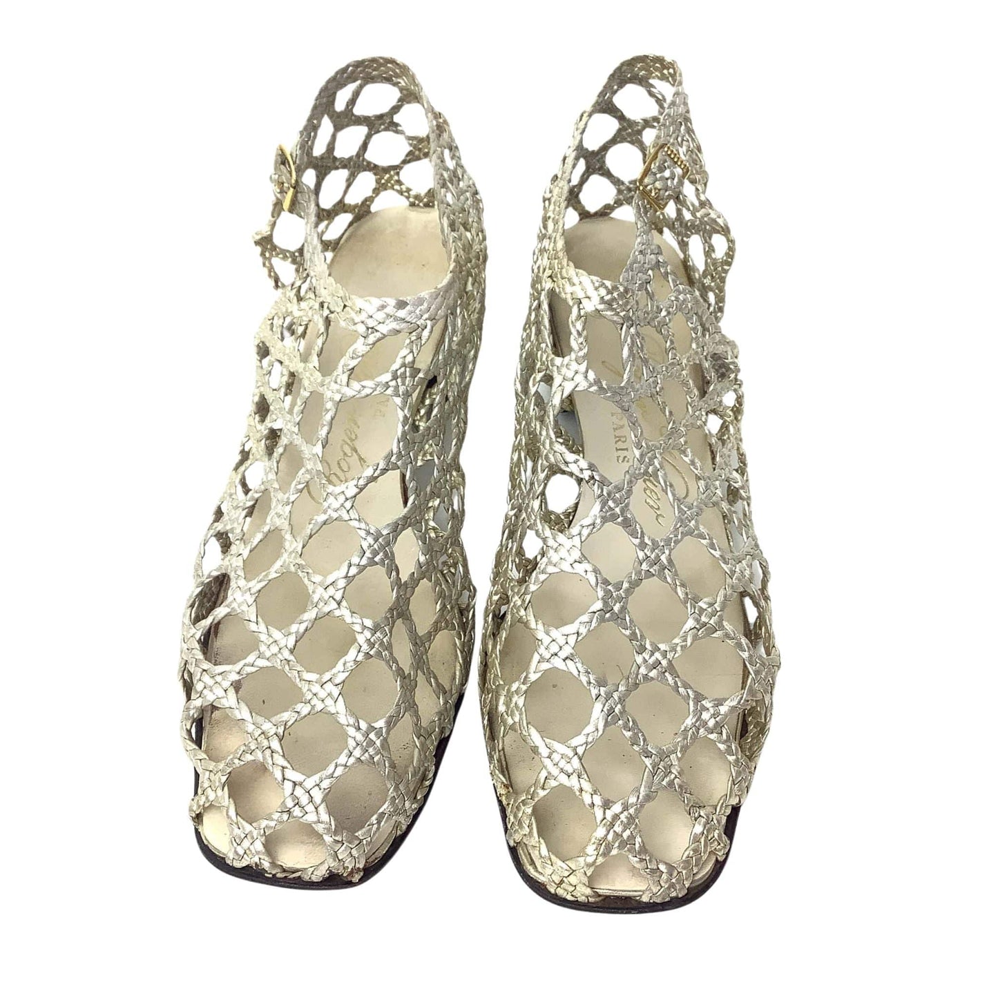 Roger Vivier Woven Sandals 8.5 / Gold / Vintage 1990s