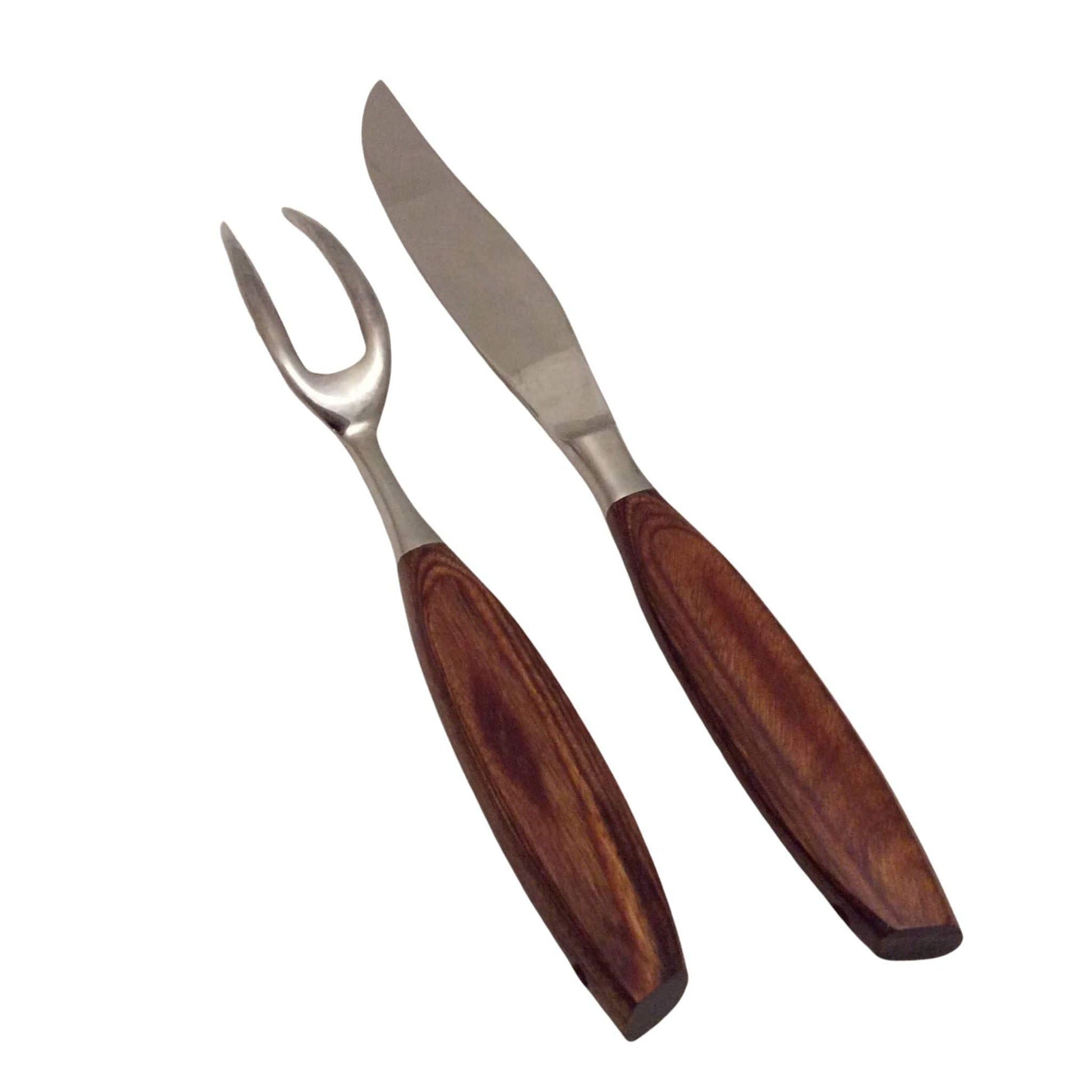 Rosewood Handles Carving Set Stainless / Stainless / Vintage 1950s