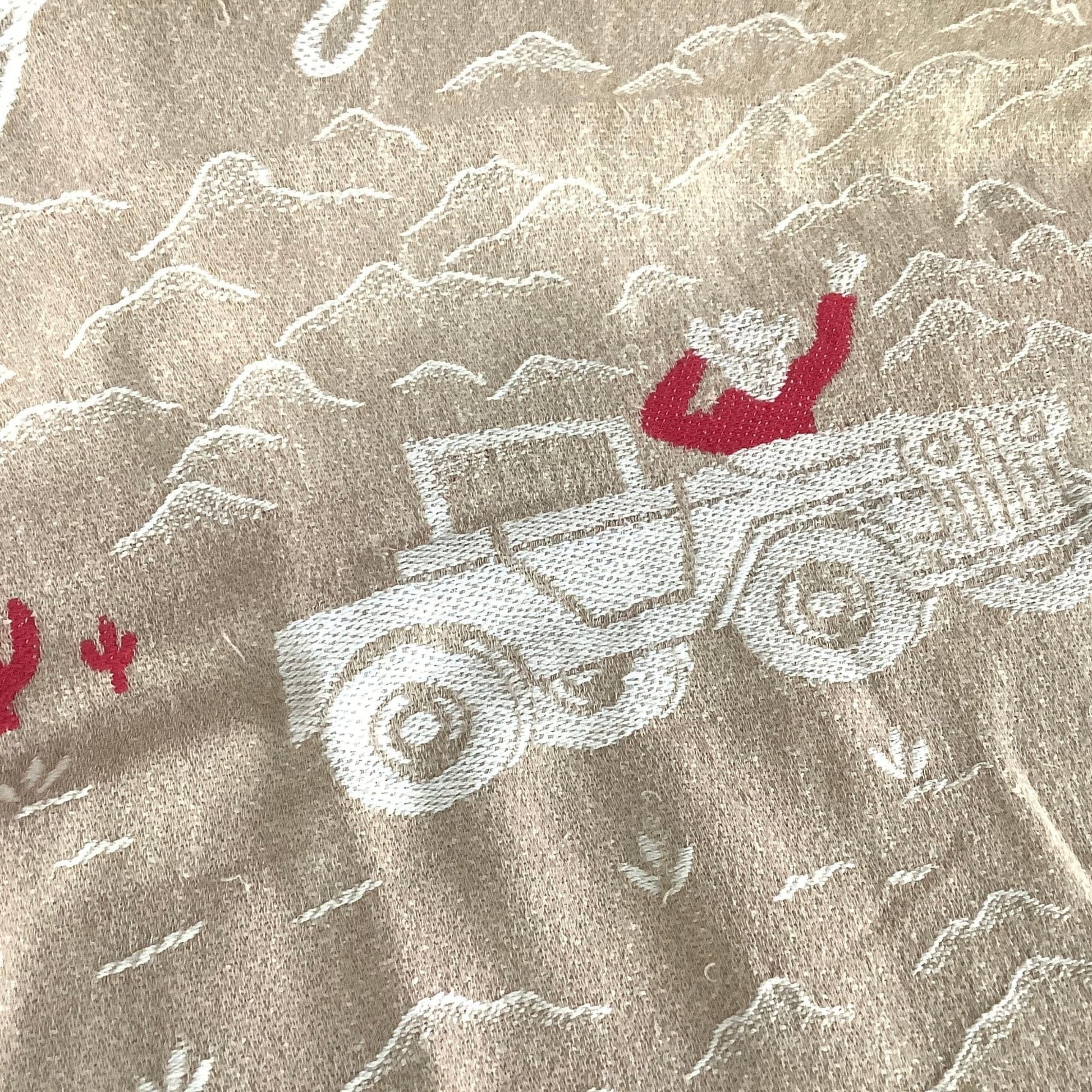 Roy Rogers Jeep Bedspread Multi / Cotton / Vintage 1950s