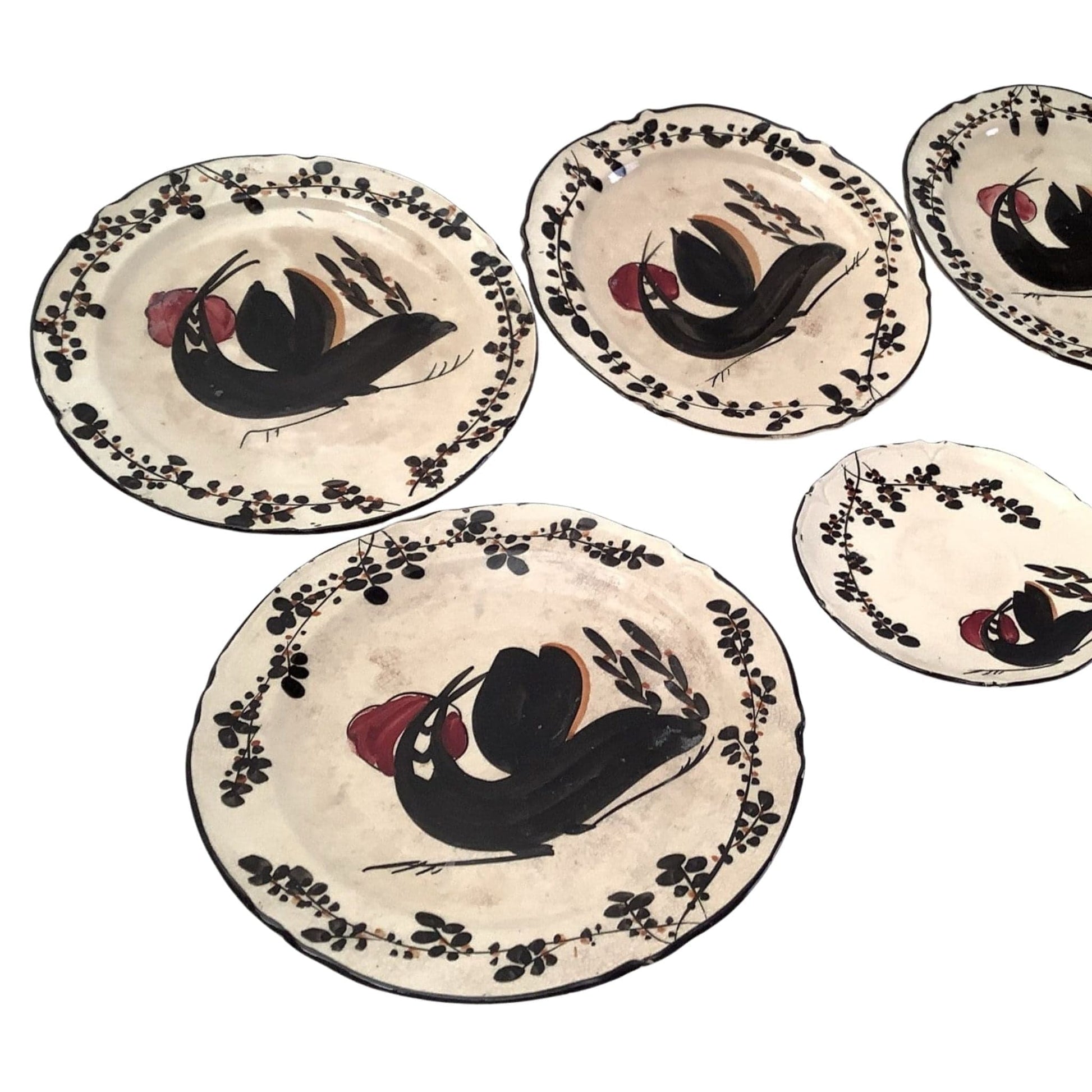 Rustic Decor Dinner Plates Multi / Ceramic / Vintage 1930s