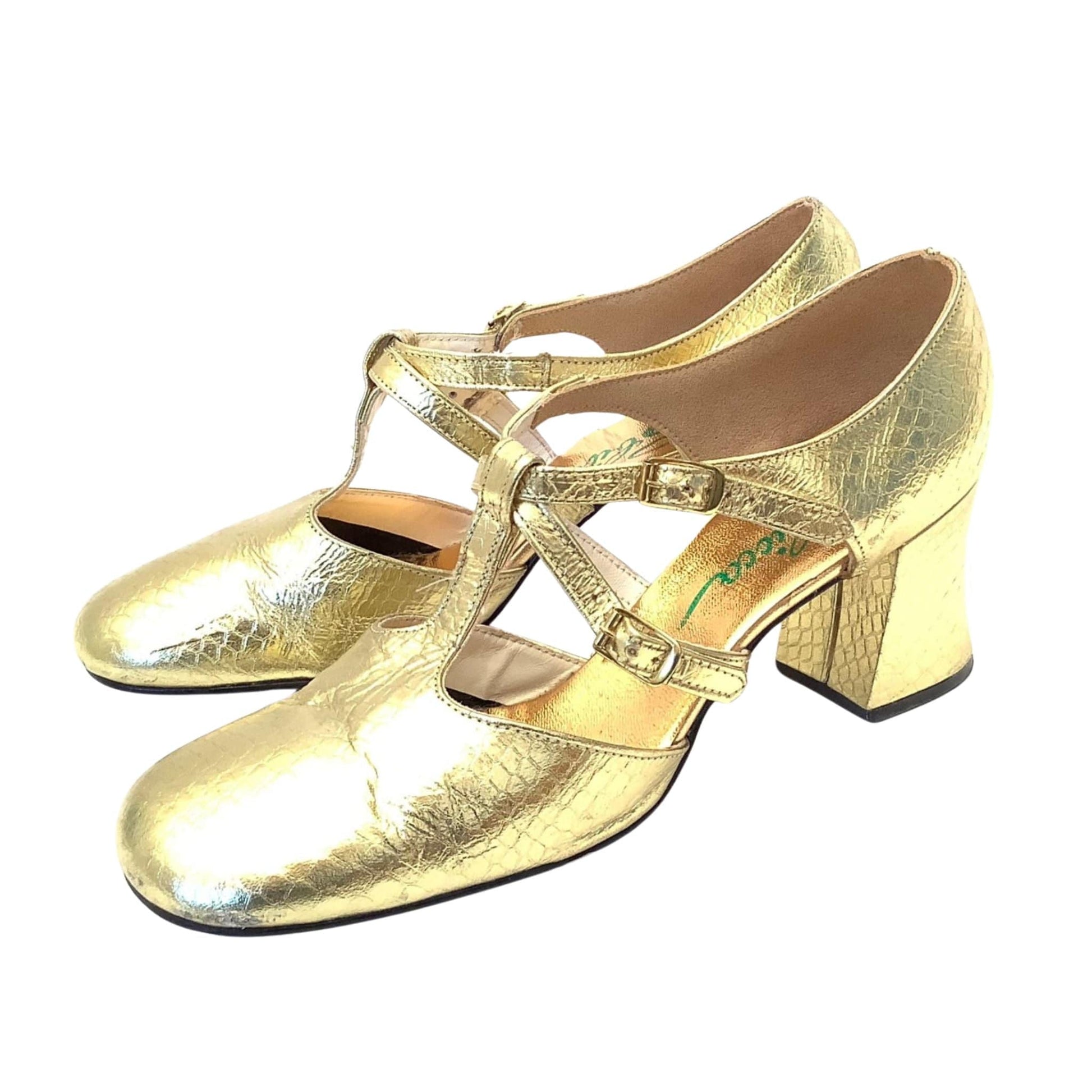 Sbicca Gold 1960s Heels 10.5 / Gold / Mod