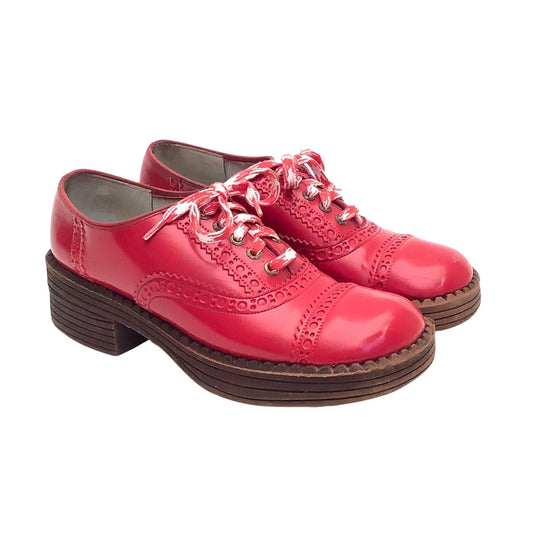 Sears Chunky Red Brogues 7 / Red / Vintage 1960s