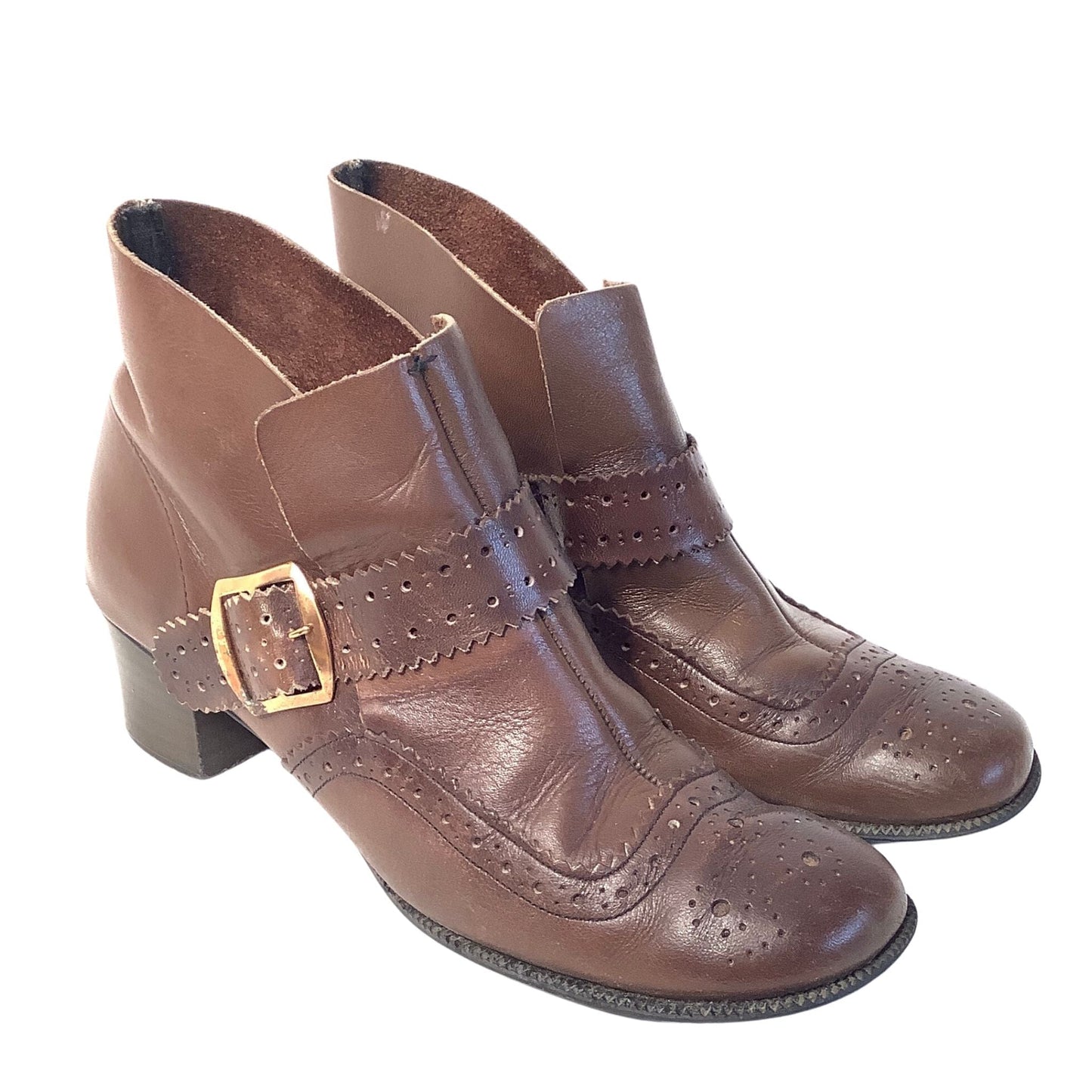 Sears Pilgrim Ankle Boots 6.5 / Brown / Vintage 1960s