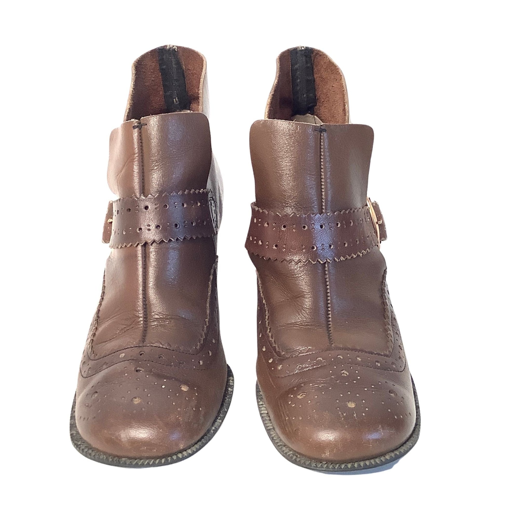 Sears Pilgrim Ankle Boots 6.5 / Brown / Vintage 1960s