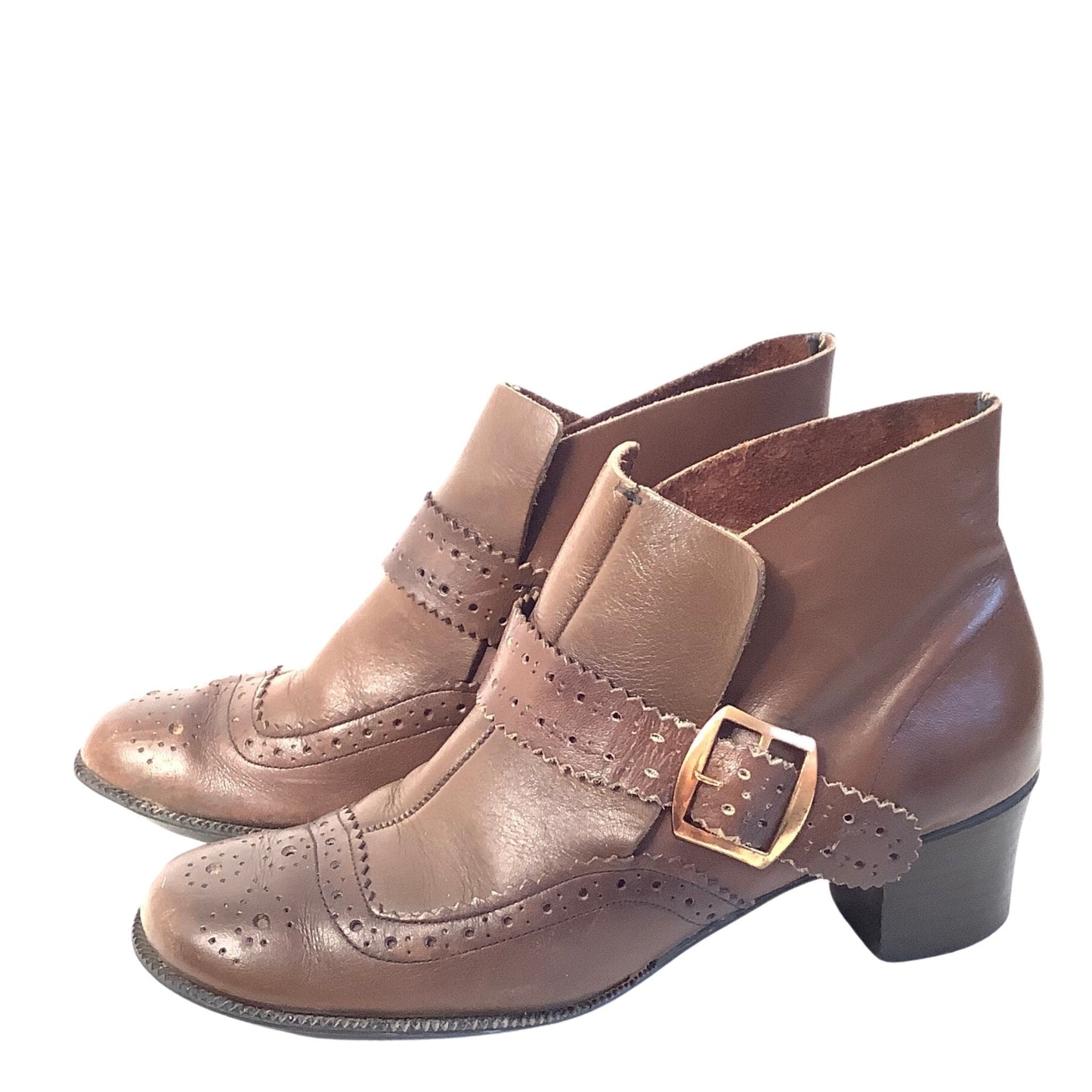 Sears Pilgrim Ankle Boots 6.5 / Brown / Vintage 1960s