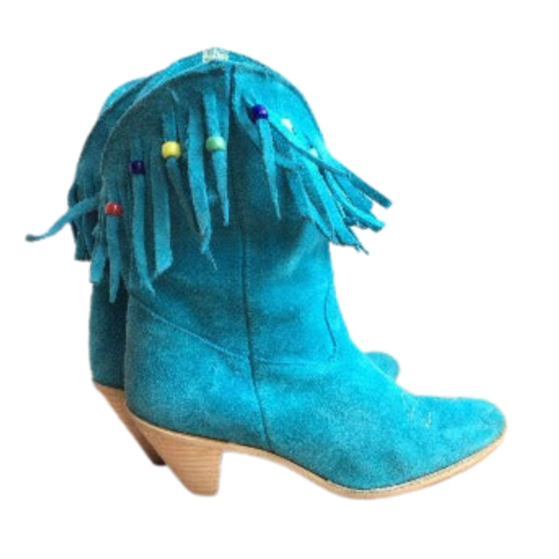 Short Fringed Cowboy Boots 7 / Blue / Western