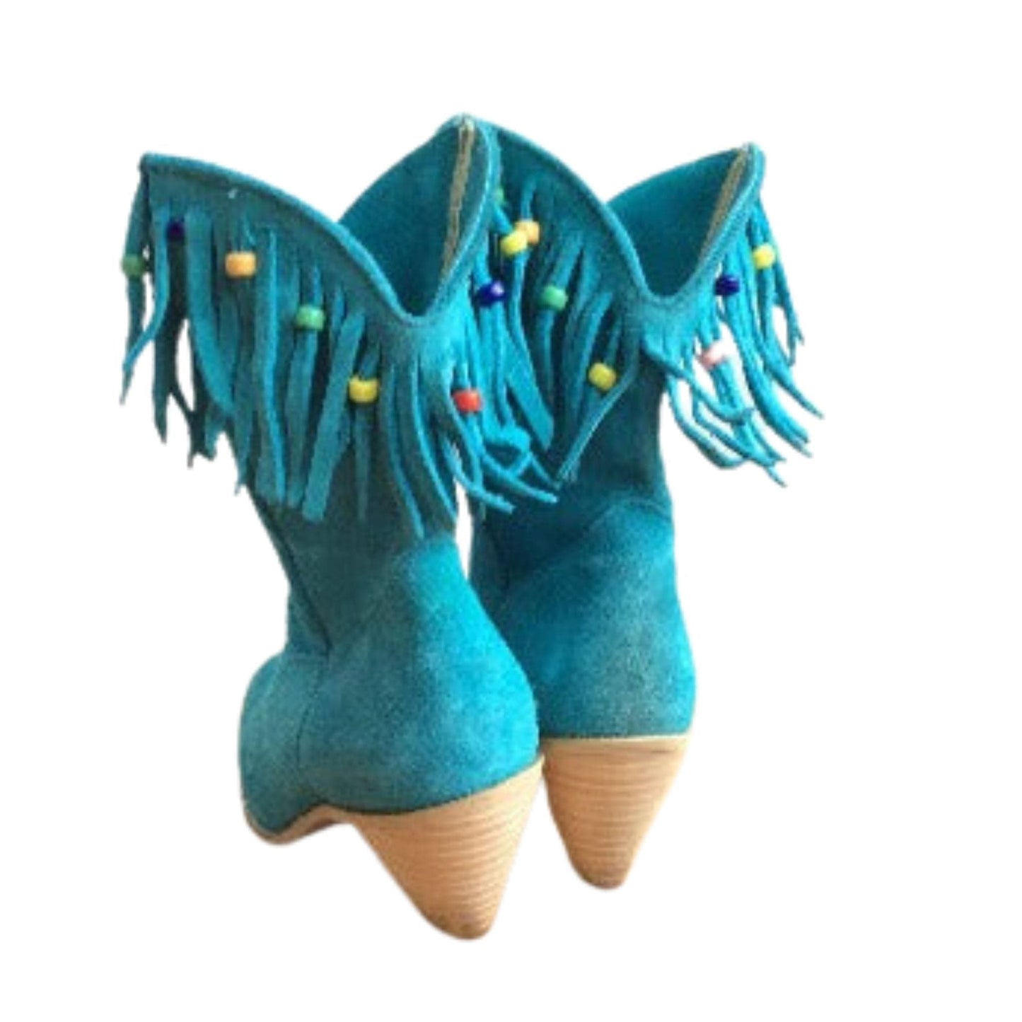 Short Fringed Cowboy Boots 7 / Blue / Western